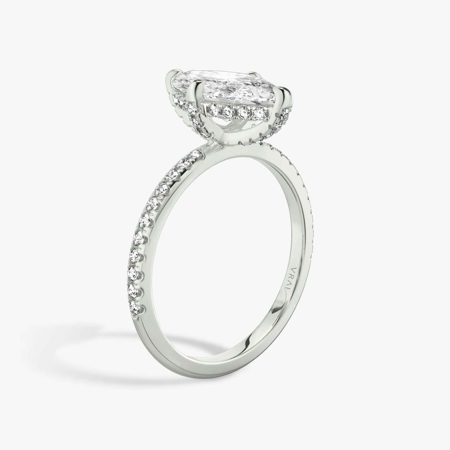 The Classic Hidden Halo | Marquise | Platinum | bandAccent: Pavé | bandWidth: standard | prongStyle: Pavé | diamondOrientation: vertical | caratWeight: other