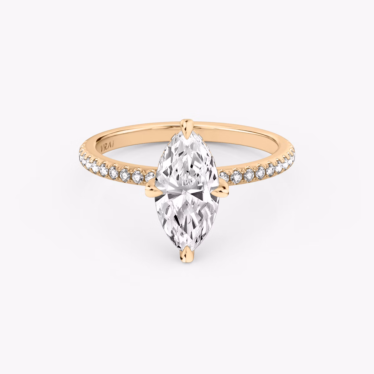 The Classic Hidden Halo | Marquise | 14k | Rose Gold | bandAccent: Pavé | bandWidth: standard | prongStyle: Pavé | diamondOrientation: vertical | caratWeight: other