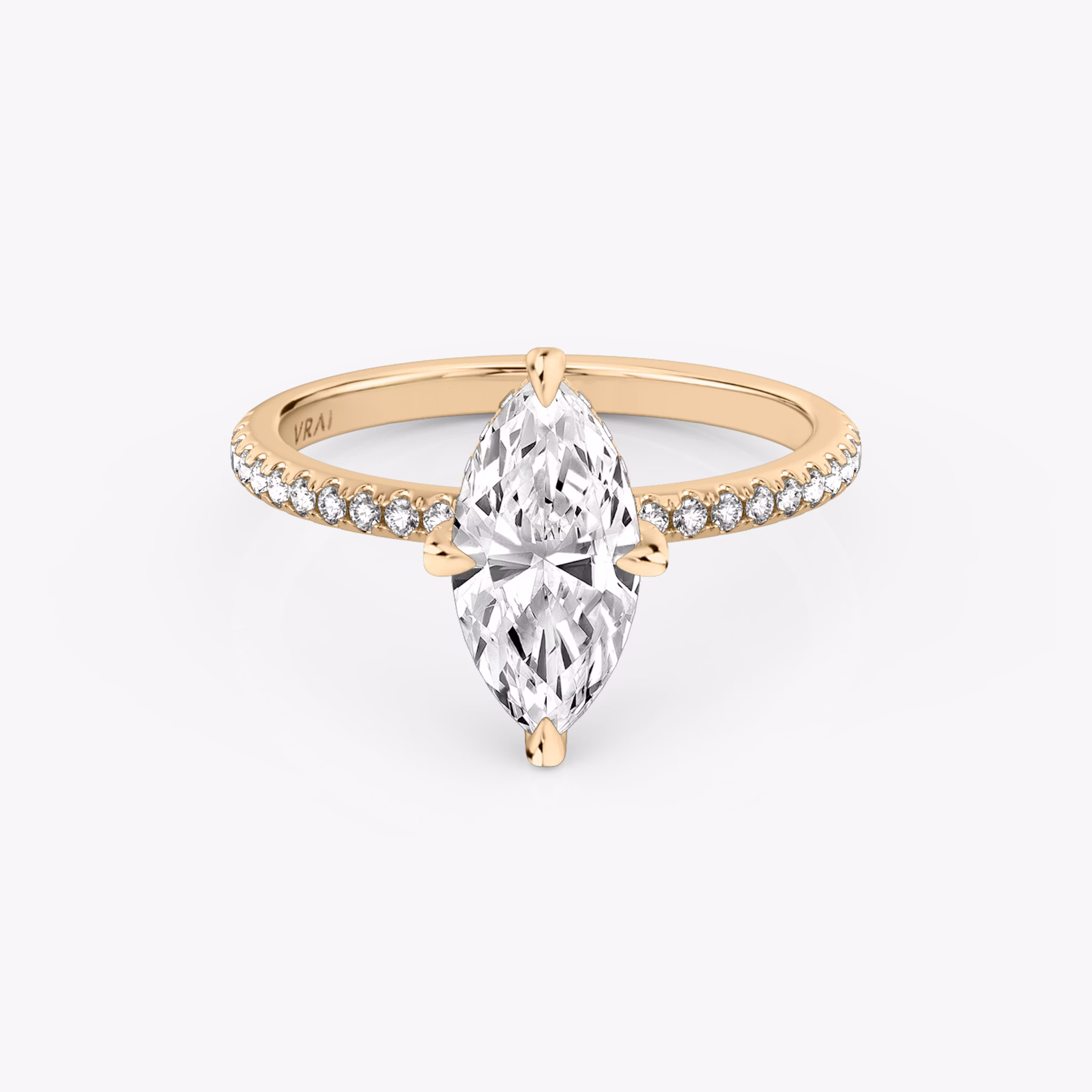The Classic Hidden Halo | Marquise | 14k | Rose Gold | bandAccent: Pavé | bandWidth: standard | prongStyle: Pavé | diamondOrientation: vertical | caratWeight: other
