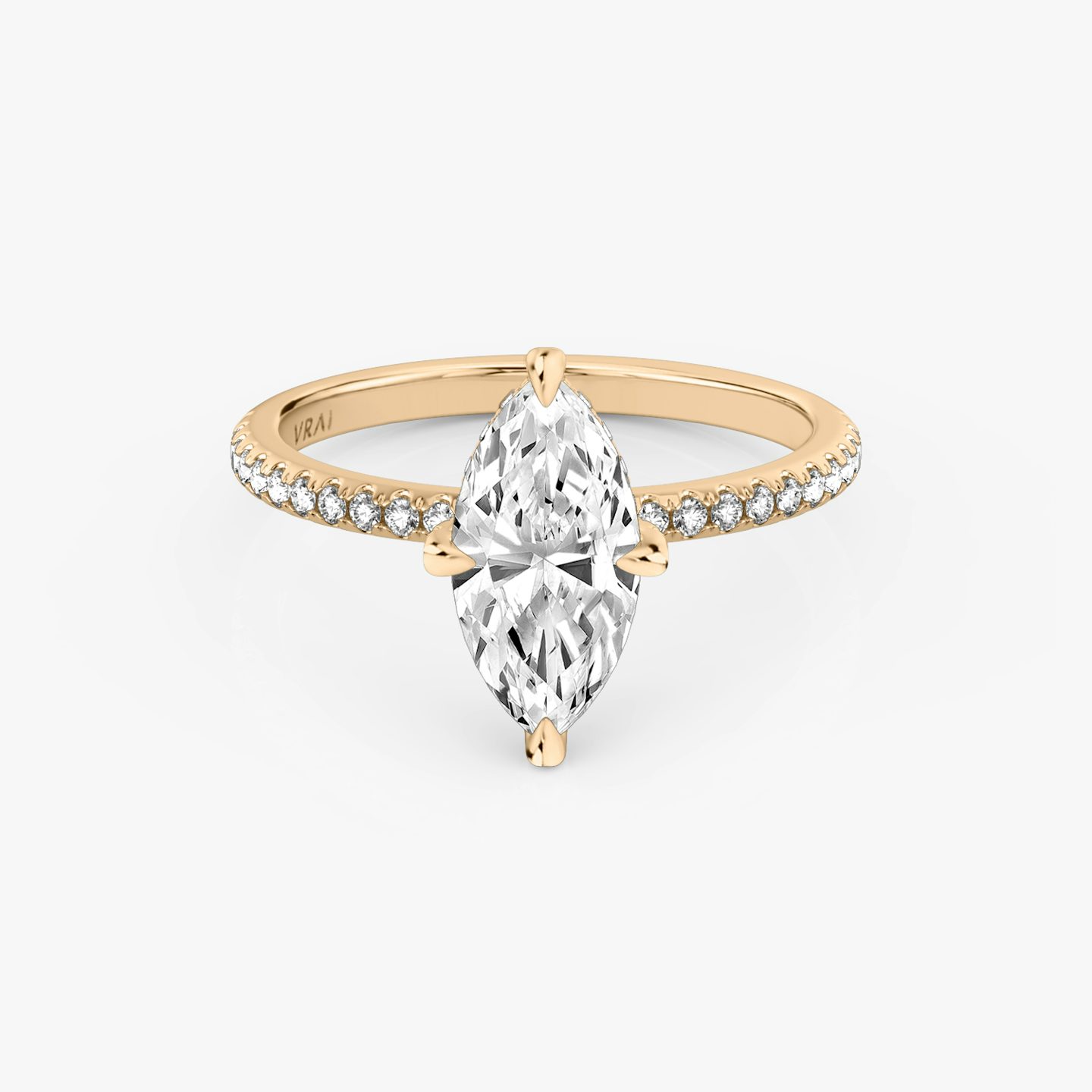 The Classic Hidden Halo | Marquise | 14k | Rose Gold | bandAccent: Pavé | bandWidth: standard | prongStyle: Pavé | diamondOrientation: vertical | caratWeight: other
