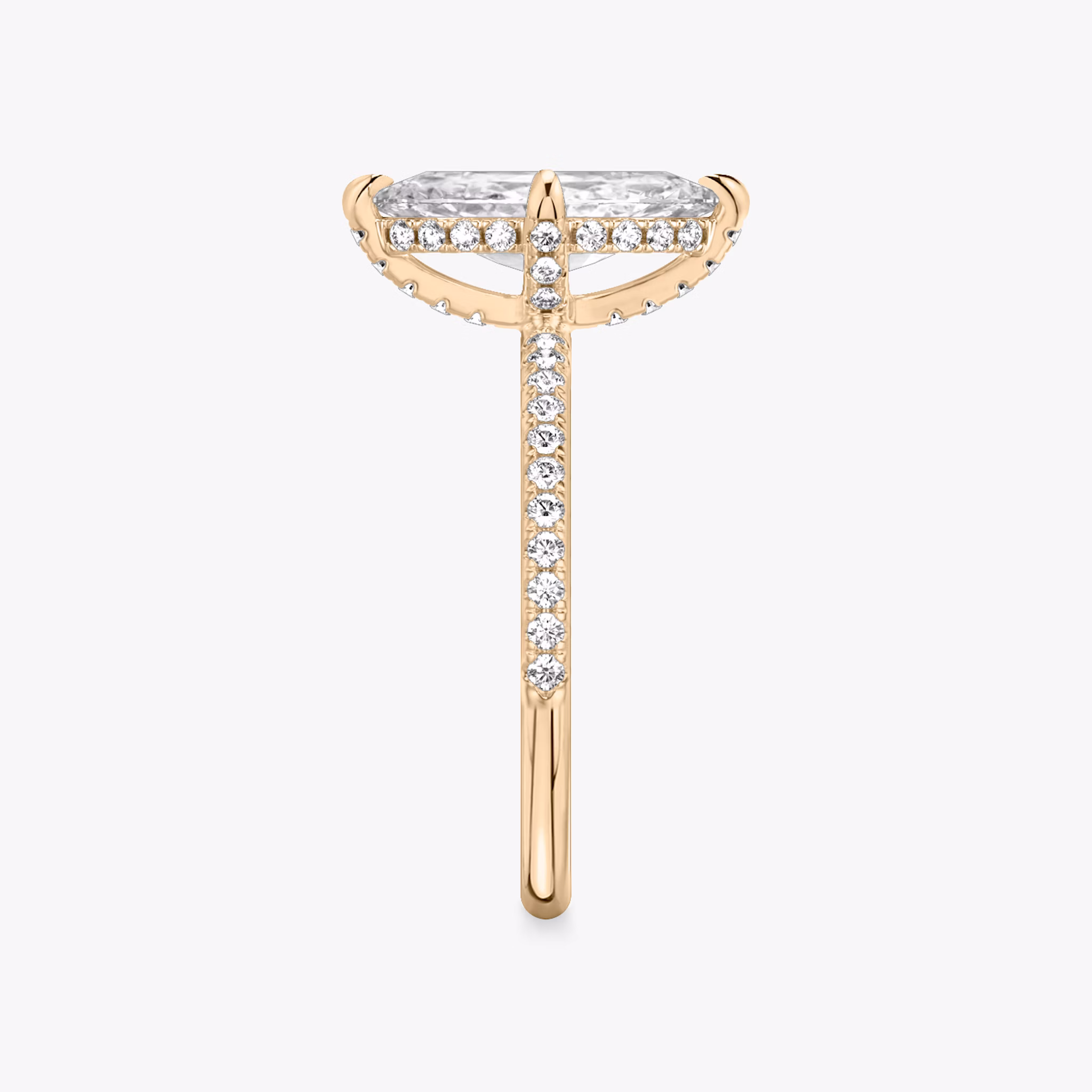 The Classic Hidden Halo | Marquise | 14k | Rose Gold | bandAccent: Pavé | bandWidth: standard | prongStyle: Pavé | diamondOrientation: vertical | caratWeight: other