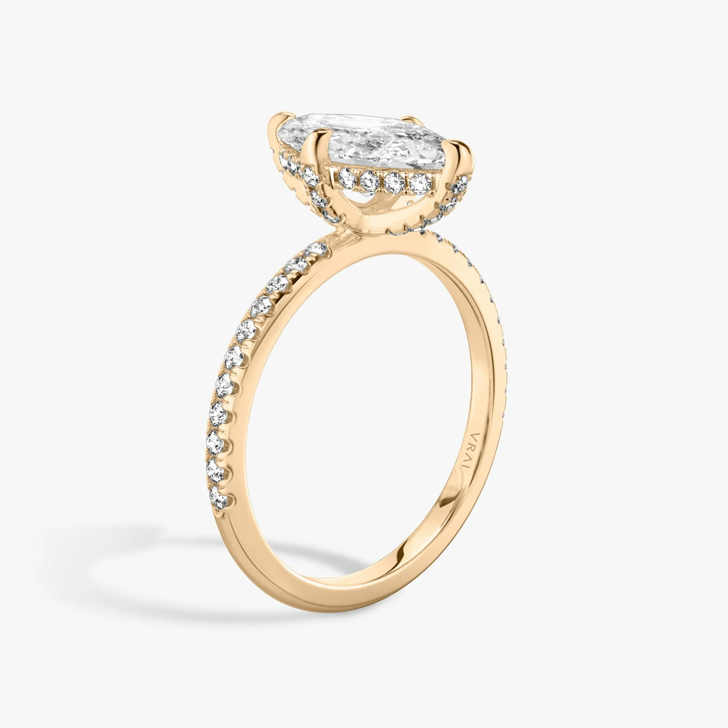 The Classic Hidden Halo | Marquise | 14k | Rose Gold | bandAccent: Pavé | bandWidth: standard | prongStyle: Pavé | diamondOrientation: vertical | caratWeight: other
