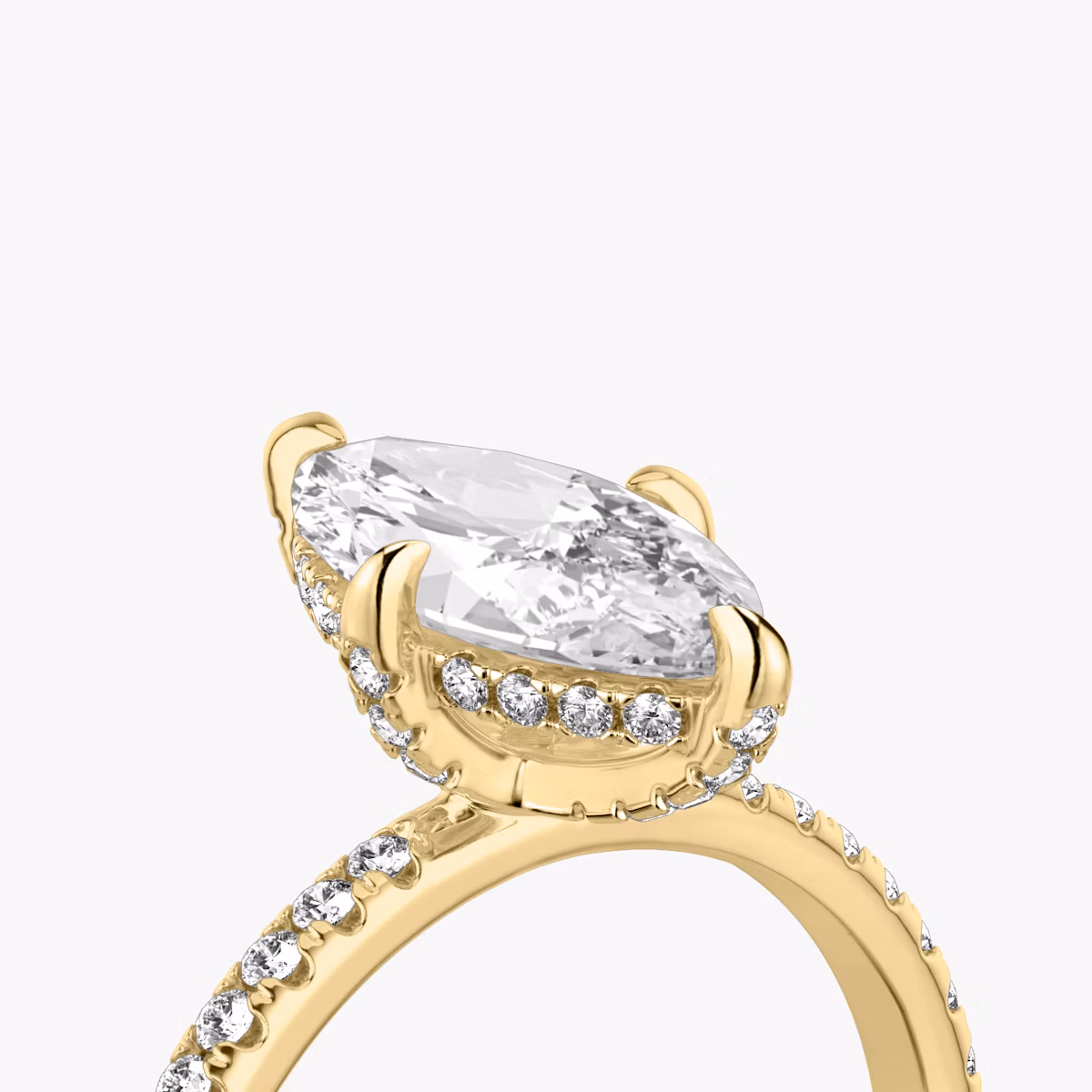 The Classic Hidden Halo | Marquise | 18k | Yellow Gold | bandAccent: Pavé | bandWidth: standard | prongStyle: Pavé | diamondOrientation: vertical | caratWeight: other
