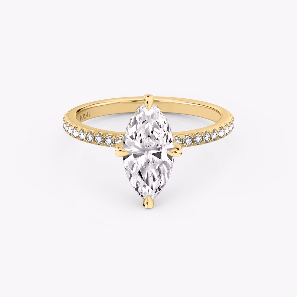 The Classic Hidden Halo | Marquise | 18k | Yellow Gold | bandAccent: Pavé | bandWidth: standard | prongStyle: Pavé | diamondOrientation: vertical | caratWeight: other