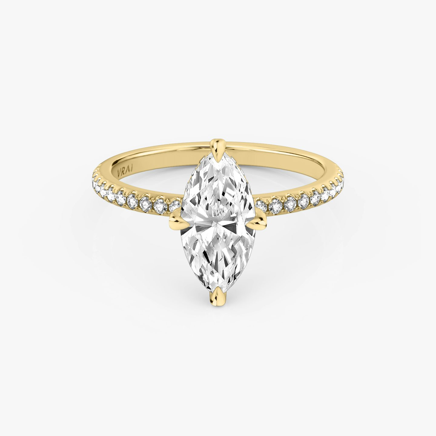 The Classic Hidden Halo | Marquise | 18k | Yellow Gold | bandAccent: Pavé | bandWidth: standard | prongStyle: Pavé | diamondOrientation: vertical | caratWeight: other