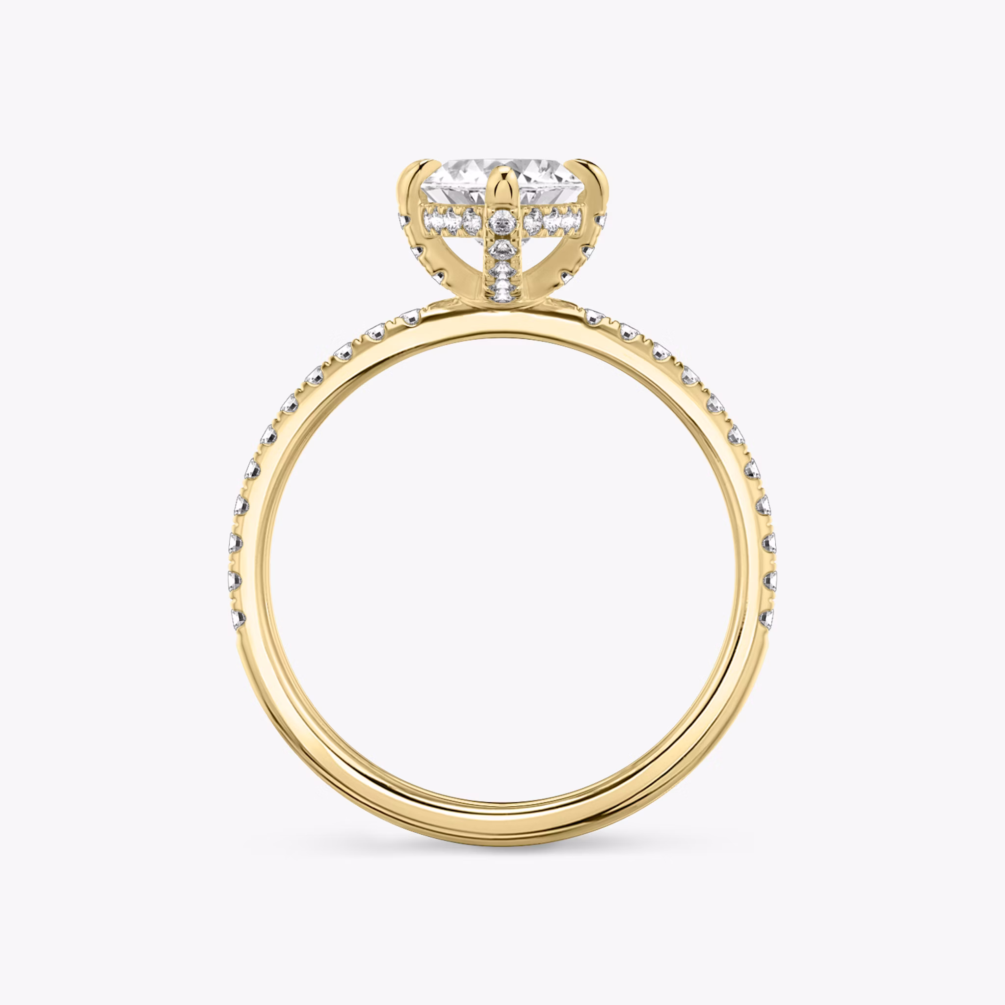 Anillo de compromiso Classic Hidden Halo | Marquise | 18k | Oro amarillo | bandAccent: Pavé | bandWidth: standard | prongStyle: Pavé | diamondOrientation: vertical | caratWeight: other