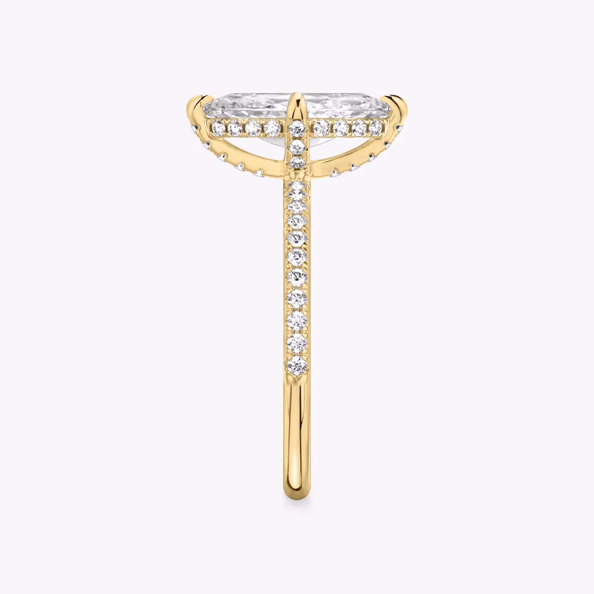 The Classic Hidden Halo | Marquise | 18k | Yellow Gold | bandAccent: Pavé | bandWidth: standard | prongStyle: Pavé | diamondOrientation: vertical | caratWeight: other