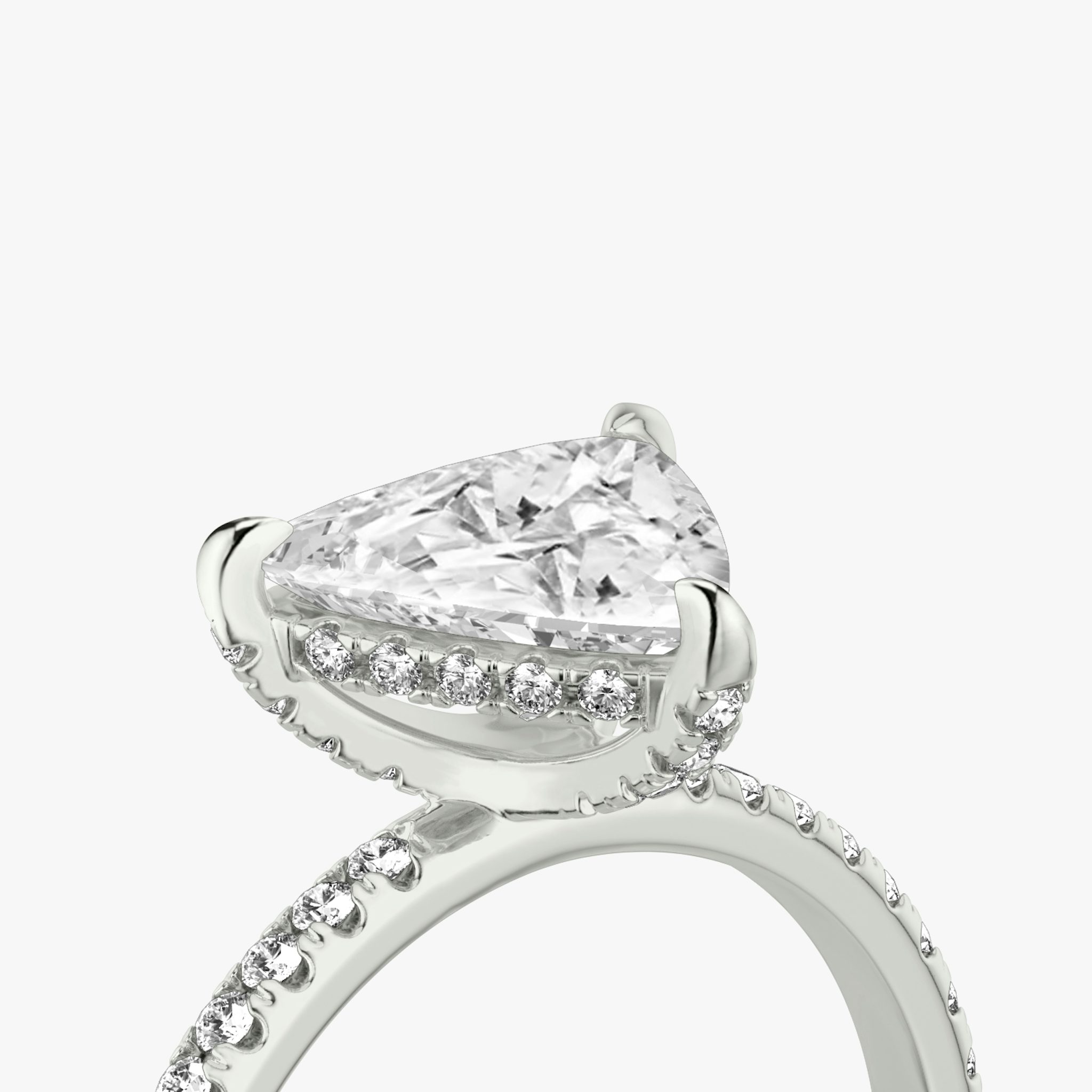 The Classic Hidden Halo | Trillion | 18k | White Gold | bandAccent: Pavé | bandWidth: standard | prongStyle: Pavé | diamondOrientation: vertical | caratWeight: other