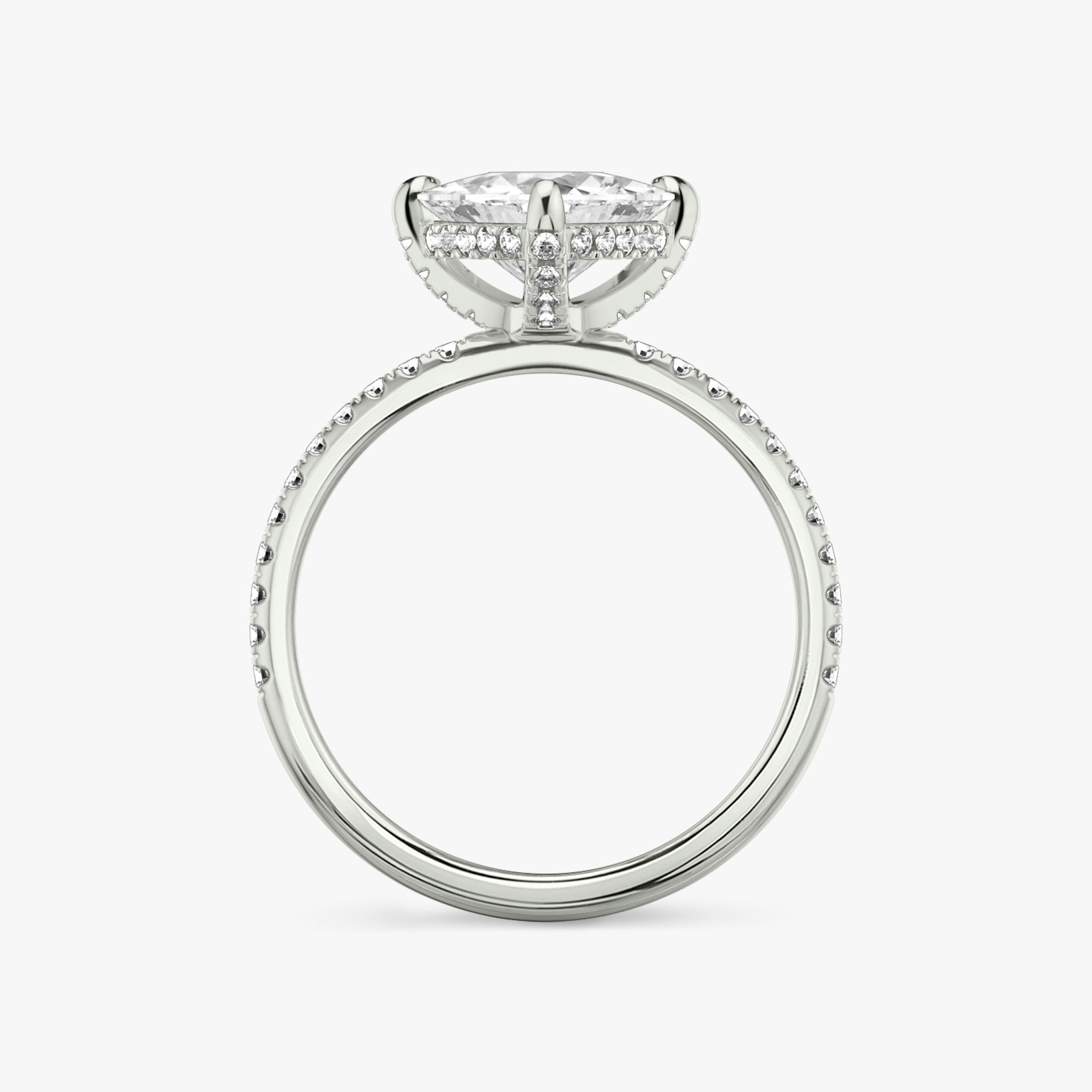 The Classic Hidden Halo | Trillion | 18k | White Gold | bandAccent: Pavé | bandWidth: standard | prongStyle: Pavé | diamondOrientation: vertical | caratWeight: other