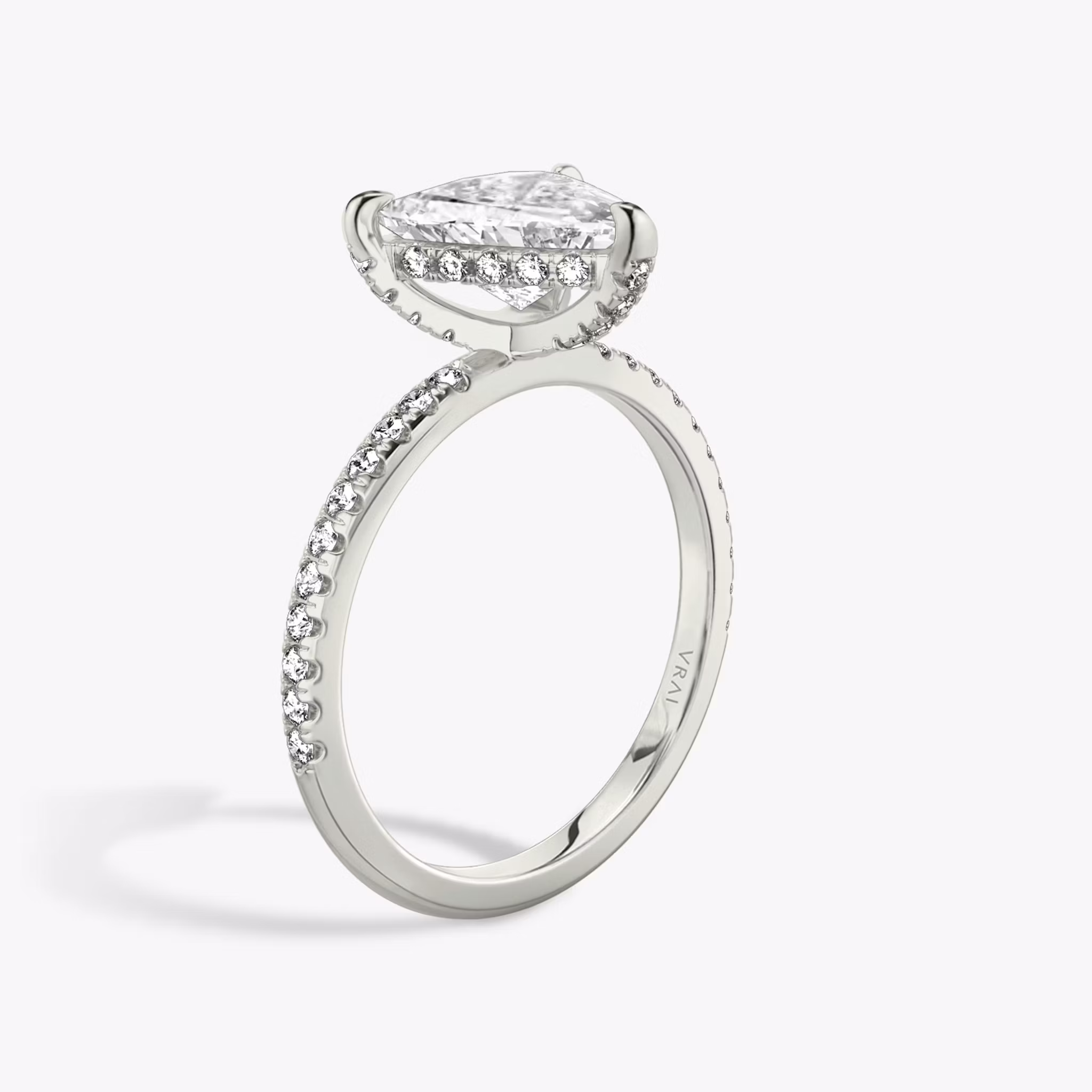 The Classic Hidden Halo Trillion | White Gold
