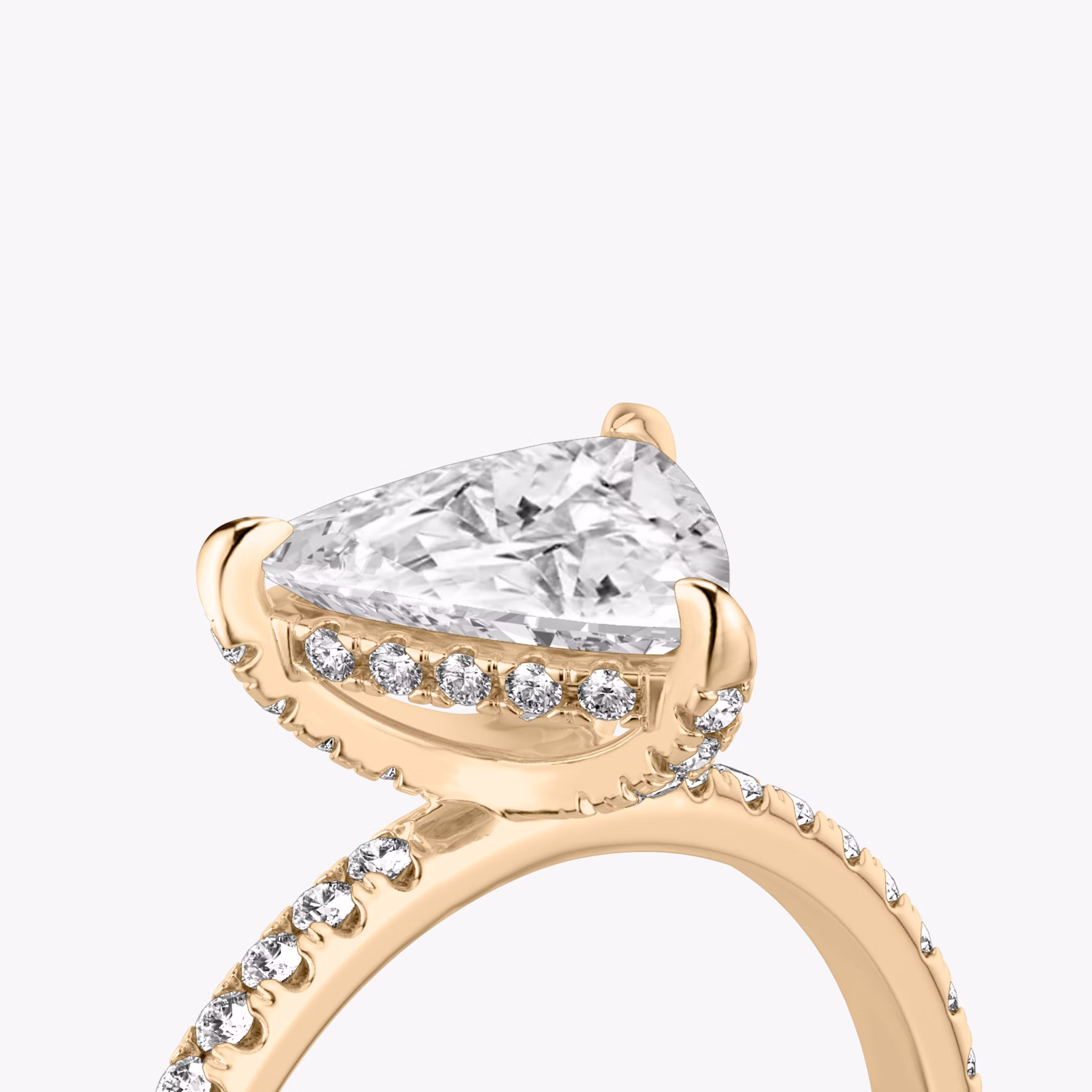 The Classic Hidden Halo | Trillion | 14k | Rose Gold | bandAccent: Pavé | bandWidth: standard | prongStyle: Pavé | diamondOrientation: vertical | caratWeight: other