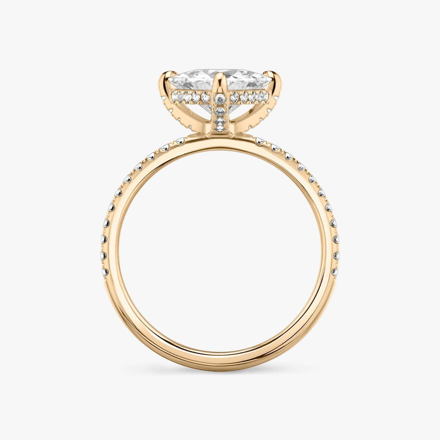 The Classic Hidden Halo | Trillion | 14k | Rose Gold | bandAccent: Pavé | bandWidth: standard | prongStyle: Pavé | diamondOrientation: vertical | caratWeight: other