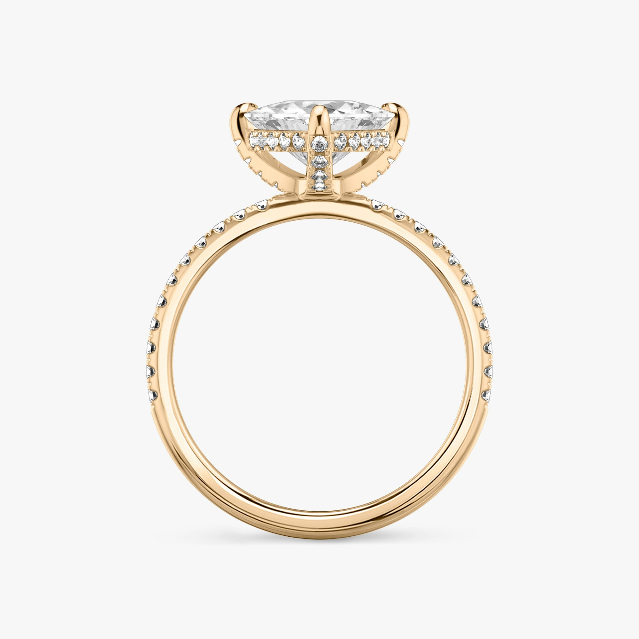 The Classic Hidden Halo | Trillion | 14k | Rose Gold | bandAccent: Pavé | bandWidth: standard | prongStyle: Pavé | diamondOrientation: vertical | caratWeight: other