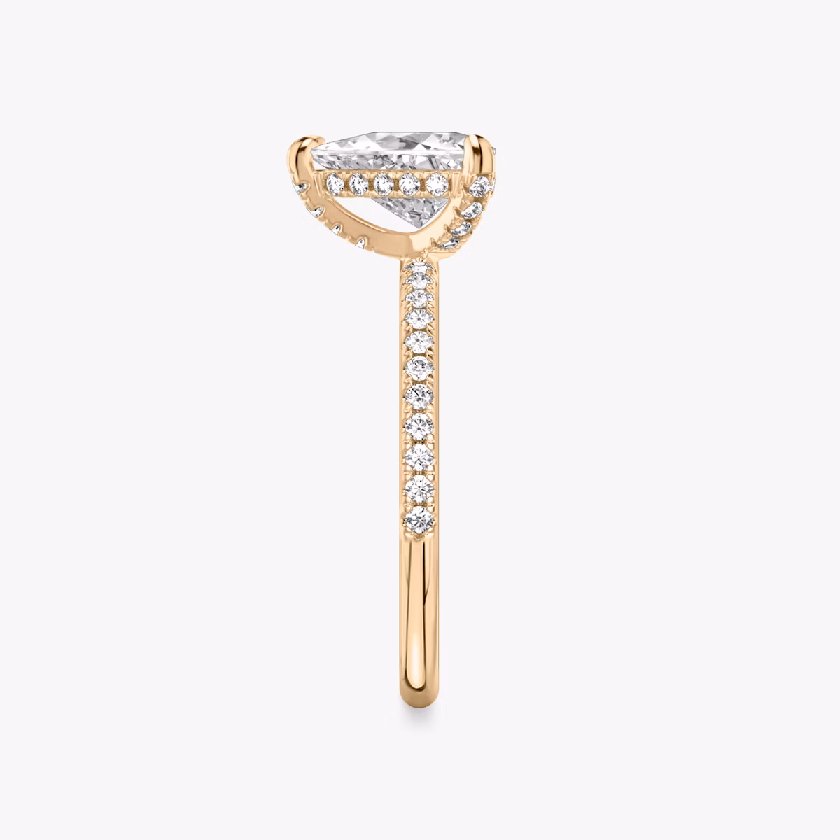 The Classic Hidden Halo | Trillion | 14k | Rose Gold | bandAccent: Pavé | bandWidth: standard | prongStyle: Pavé | diamondOrientation: vertical | caratWeight: other