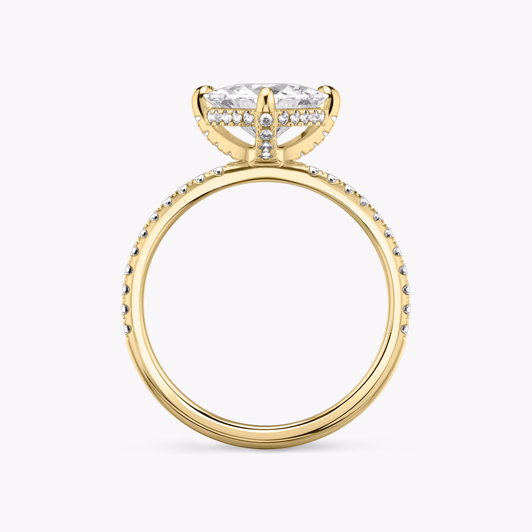 The Classic Hidden Halo | Trillion | 18k | Yellow Gold | bandAccent: Pavé | bandWidth: standard | prongStyle: Pavé | diamondOrientation: vertical | caratWeight: other