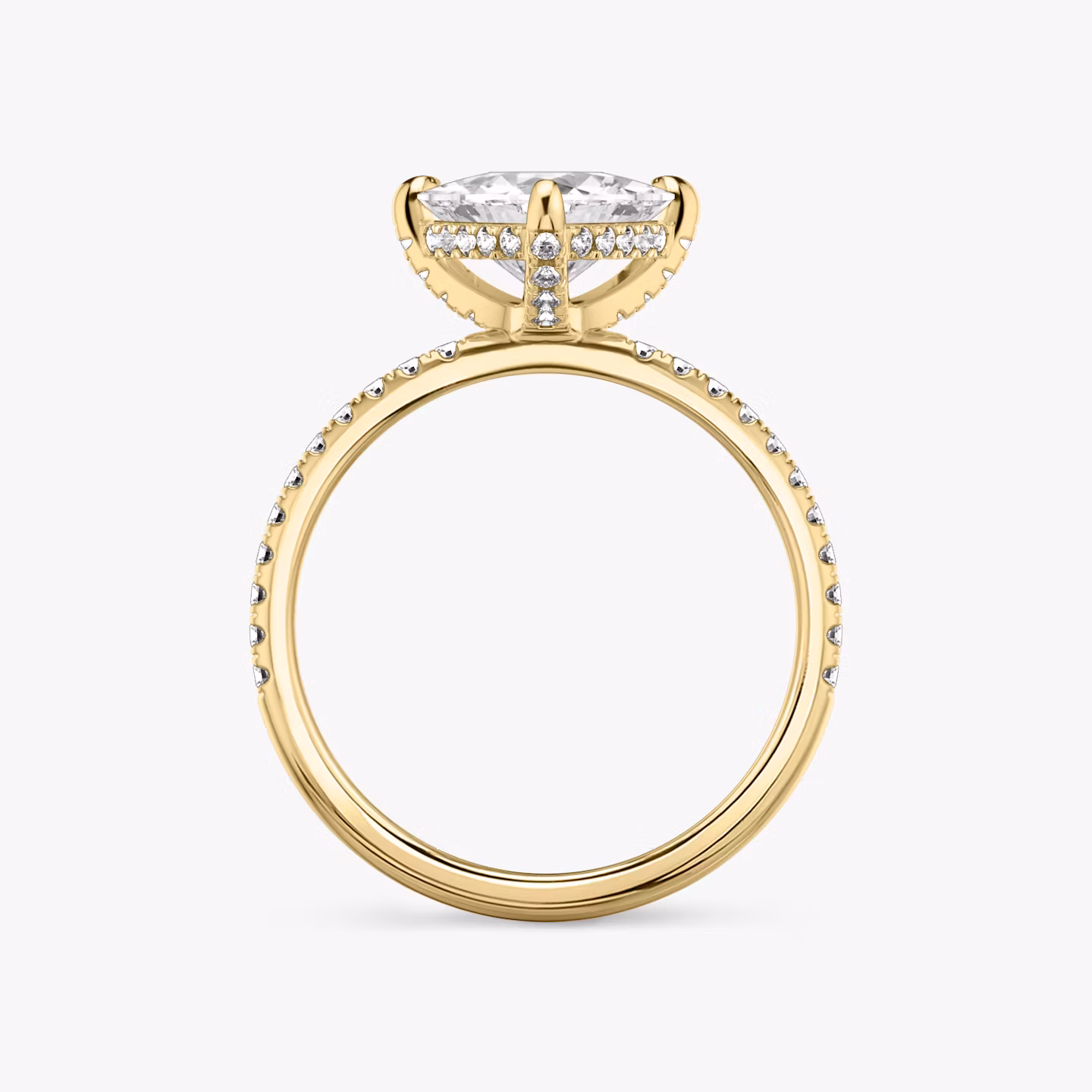 The Classic Hidden Halo | Trillion | 18k | Yellow Gold | bandAccent: Pavé | bandWidth: standard | prongStyle: Pavé | diamondOrientation: vertical | caratWeight: other