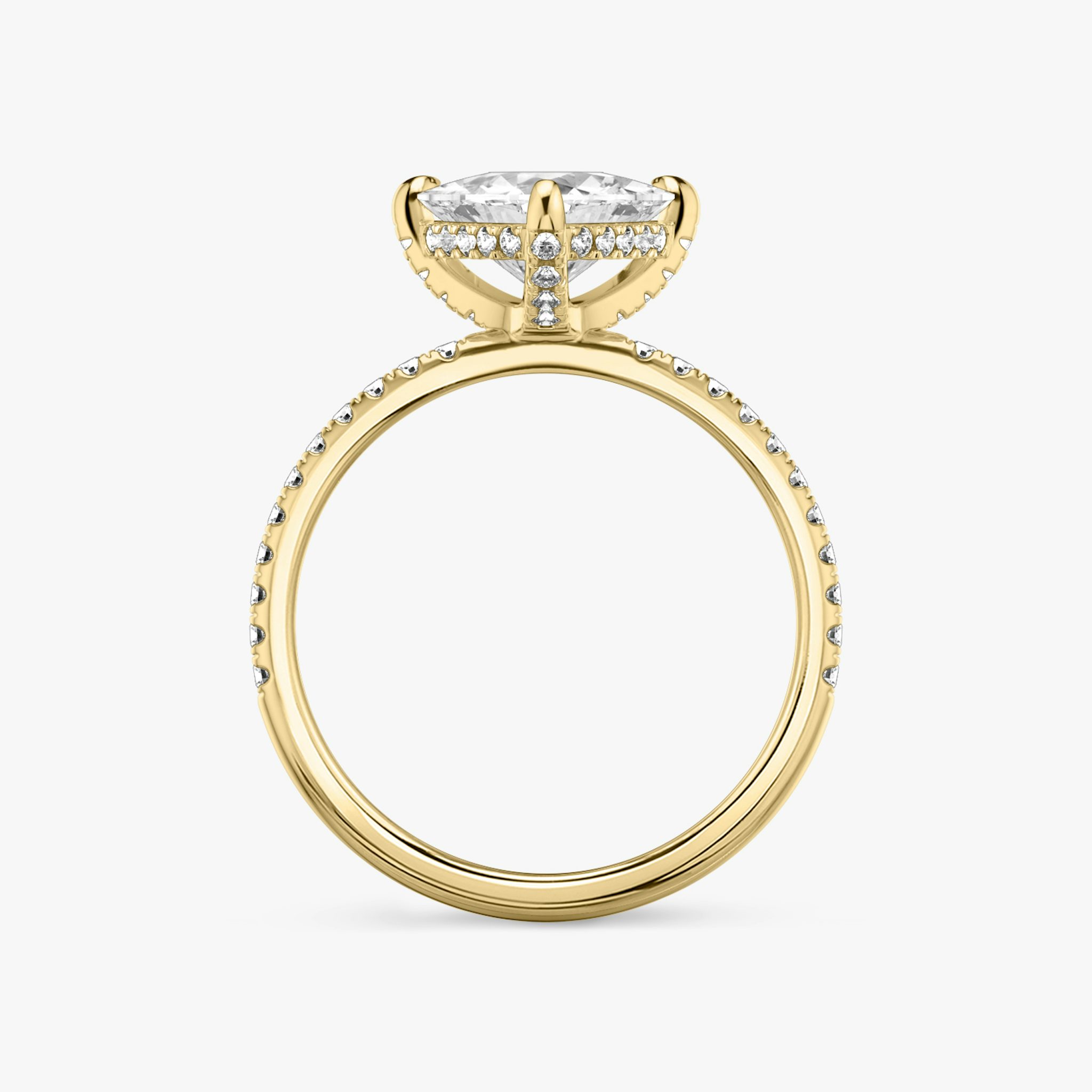 The Classic Hidden Halo | Trillion | 18k | Yellow Gold | bandAccent: Pavé | bandWidth: standard | prongStyle: Pavé | diamondOrientation: vertical | caratWeight: other