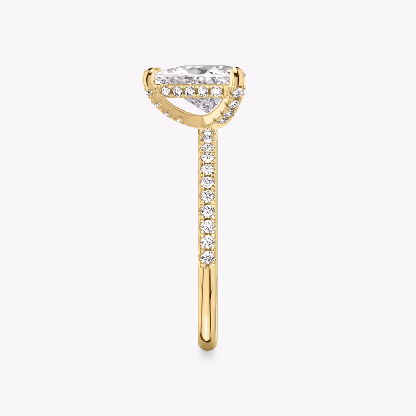 The Classic Hidden Halo | Trillion | 18k | Yellow Gold | bandAccent: Pavé | bandWidth: standard | prongStyle: Pavé | diamondOrientation: vertical | caratWeight: other