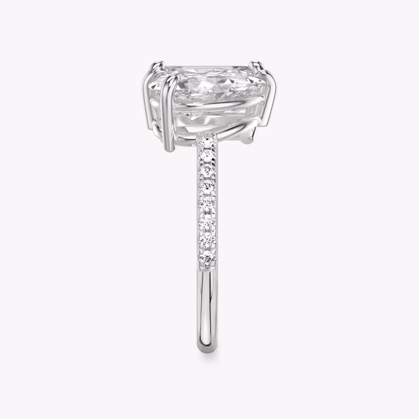 The Toi et Moi | Emerald and Pear | Platinum | bandAccent: Pavé | diamondOrientation: vertical | caratWeight: other