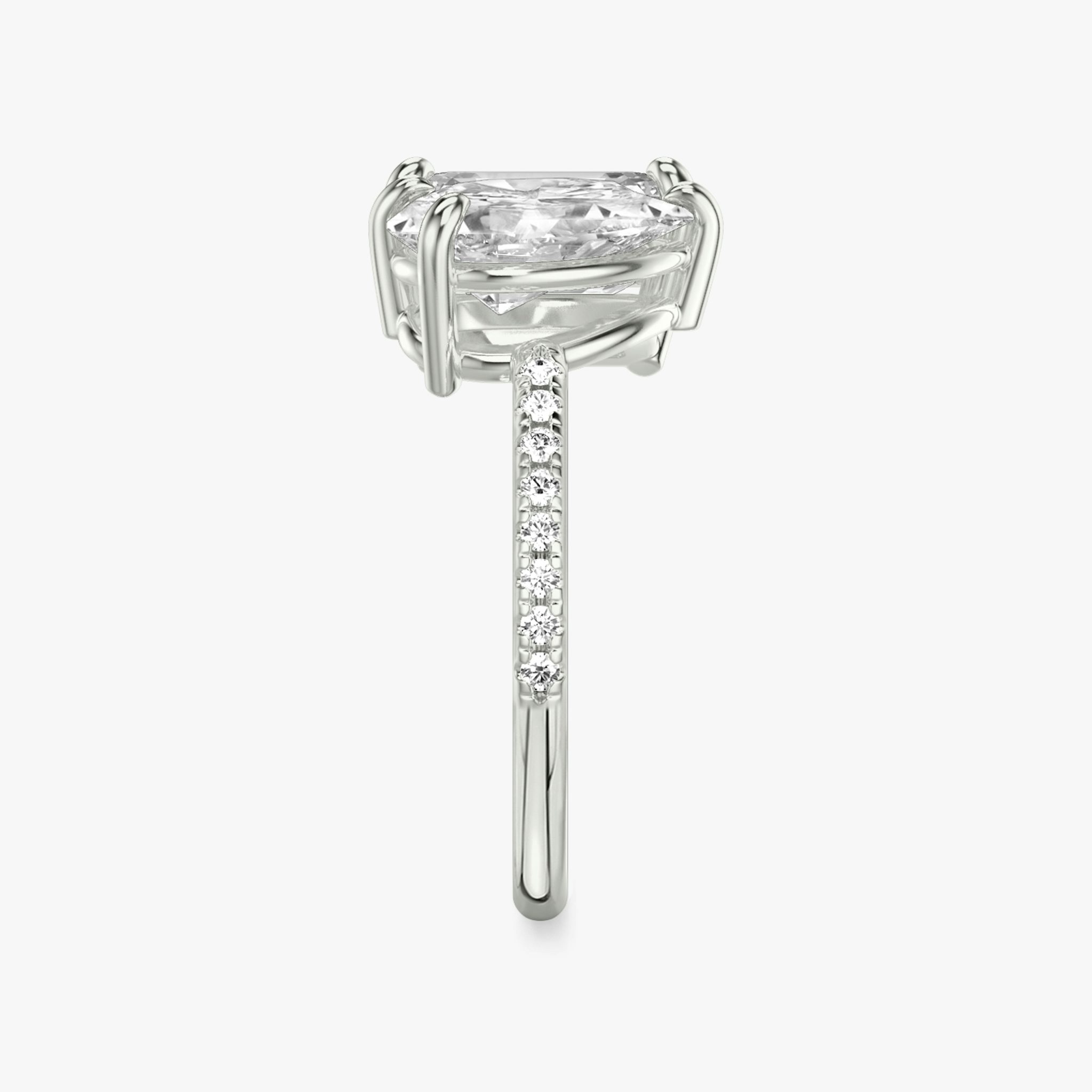 The Toi et Moi | Emerald and Pear | Platinum | bandAccent: Pavé | diamondOrientation: vertical | caratWeight: other