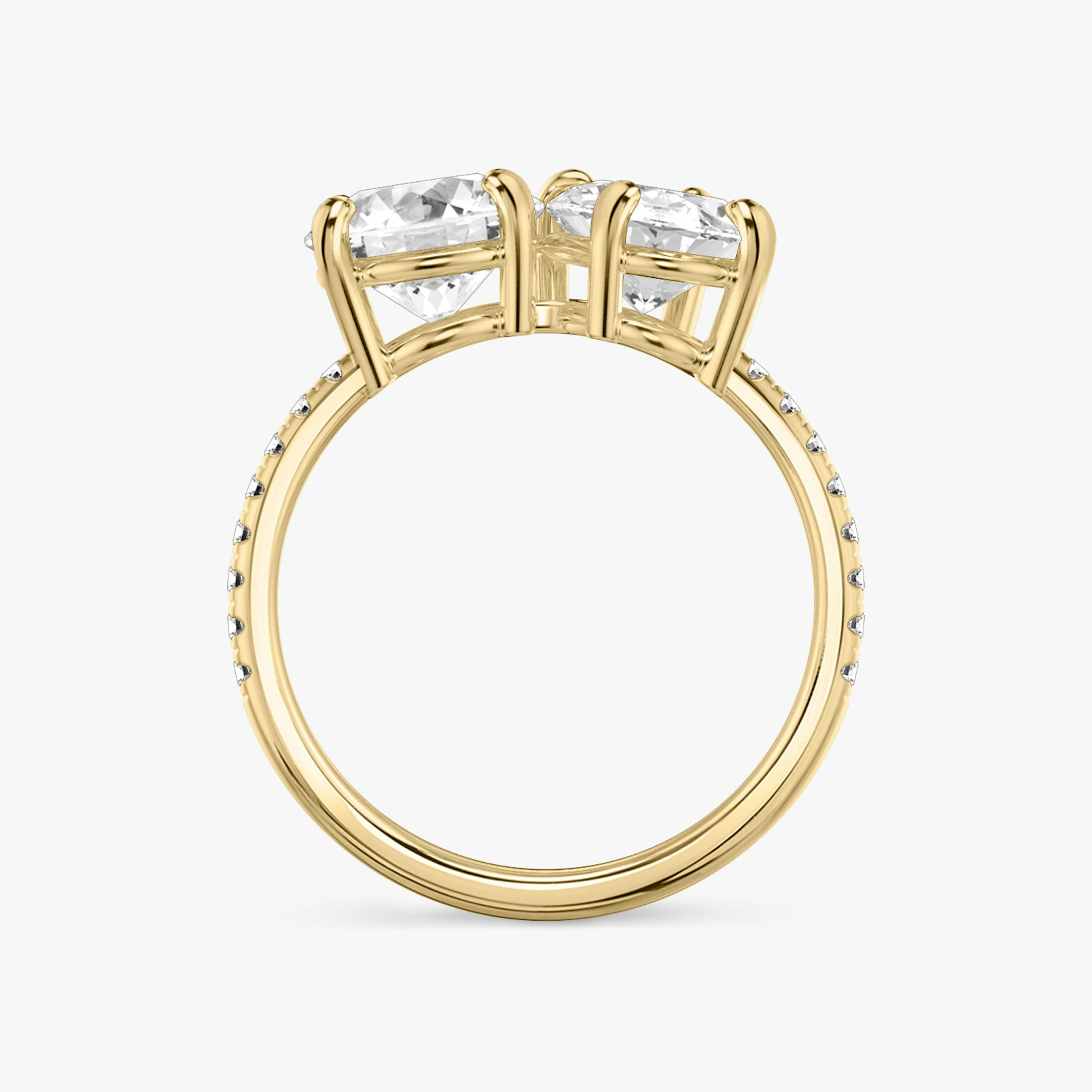 The Toi et Moi | Round Brilliant and Oval | 18k | Yellow Gold | bandAccent: Pavé | diamondOrientation: vertical | caratWeight: other