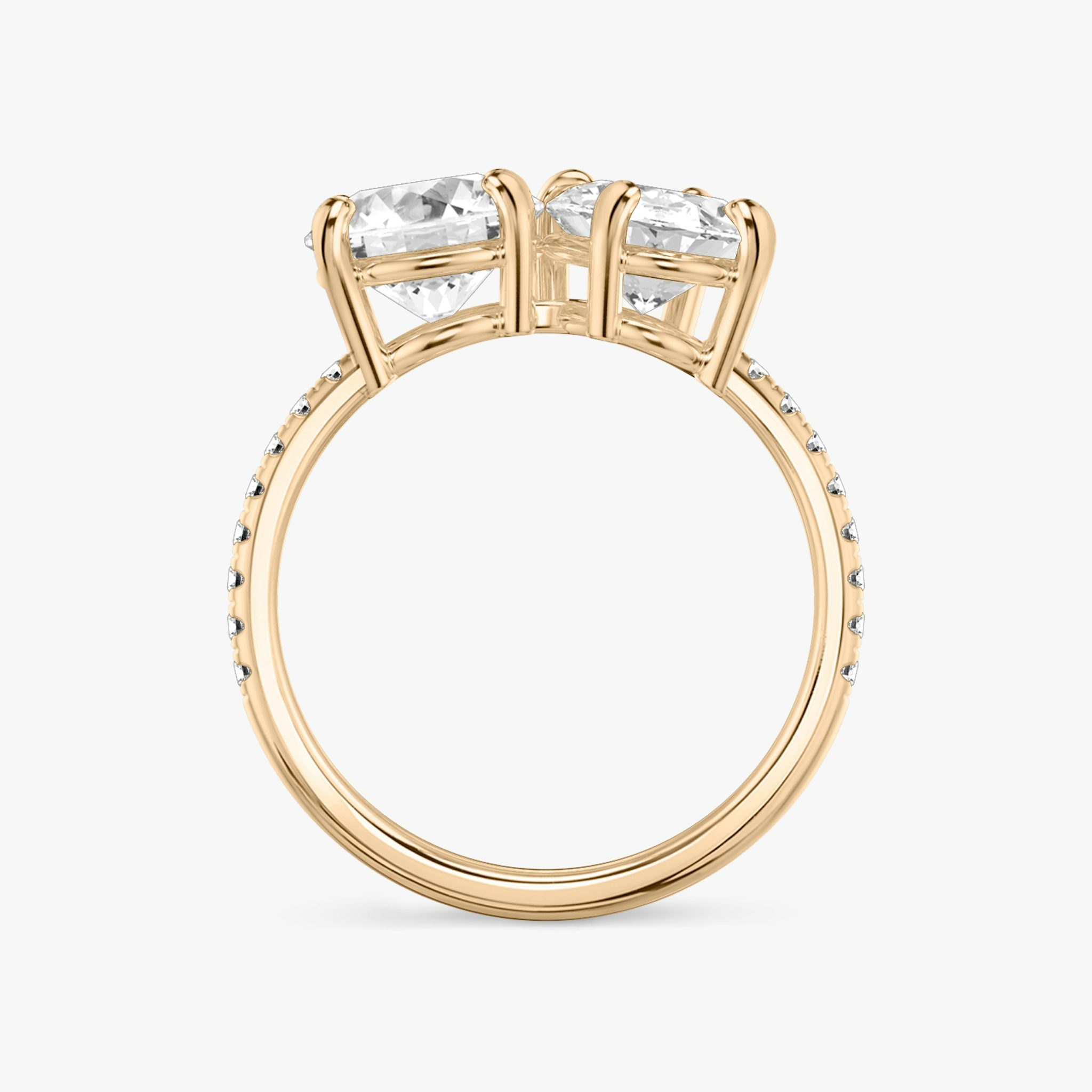 The Toi et Moi | Round Brilliant and Oval | 14k | Rose Gold | bandAccent: Pavé | diamondOrientation: vertical | caratWeight: other