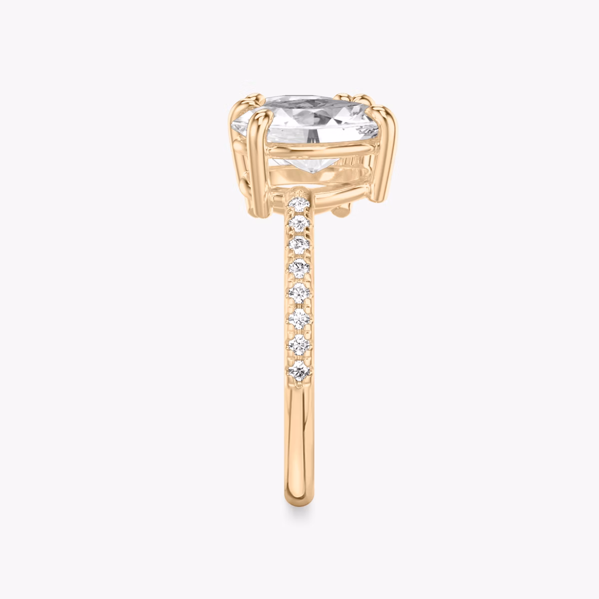 The Toi et Moi | Round Brilliant and Oval | 14k | Rose Gold | bandAccent: Pavé | diamondOrientation: vertical | caratWeight: other