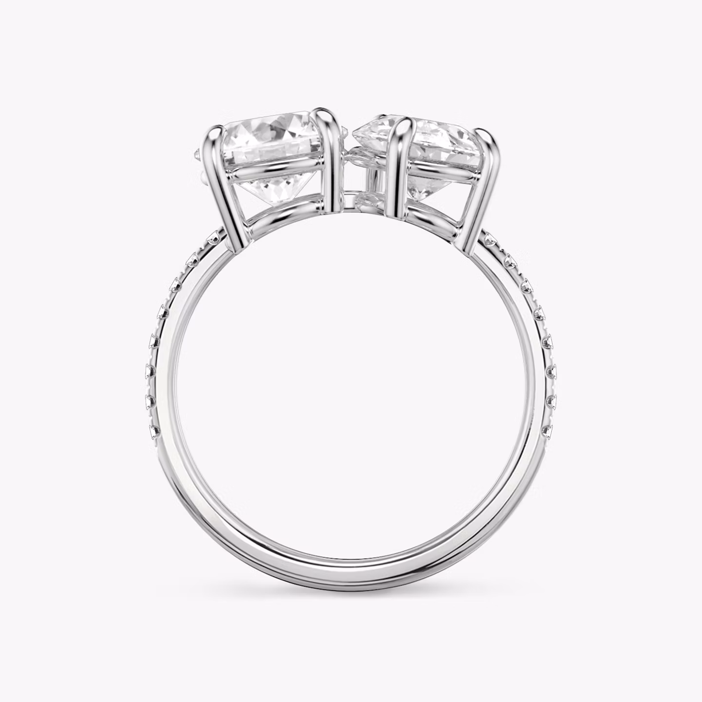 The Toi et Moi | Round Brilliant and Pear | 18k | White Gold | bandAccent: Pavé | diamondOrientation: vertical | caratWeight: other