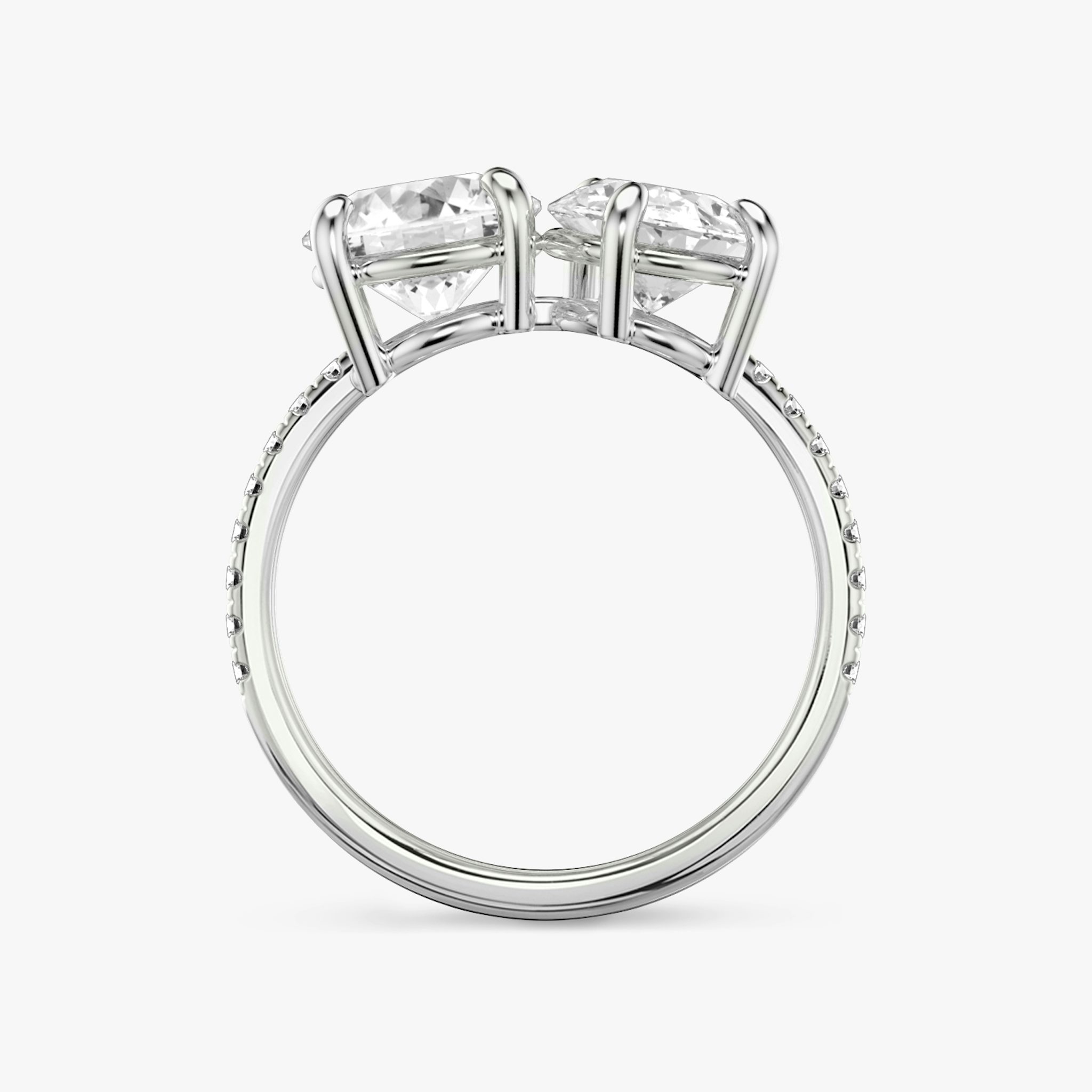 The Toi et Moi | Round Brilliant and Pear | Platinum | bandAccent: Pavé | diamondOrientation: vertical | caratWeight: other