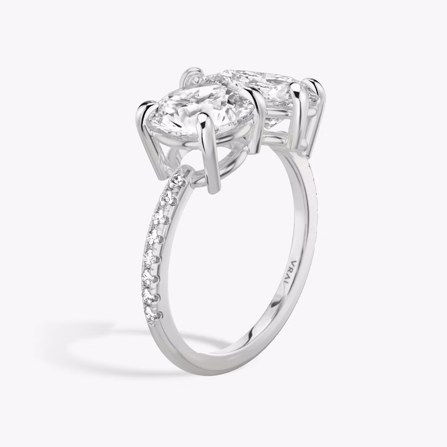 The Toi et Moi | Round Brilliant and Pear | 18k | White Gold | bandAccent: Pavé | diamondOrientation: vertical | caratWeight: other