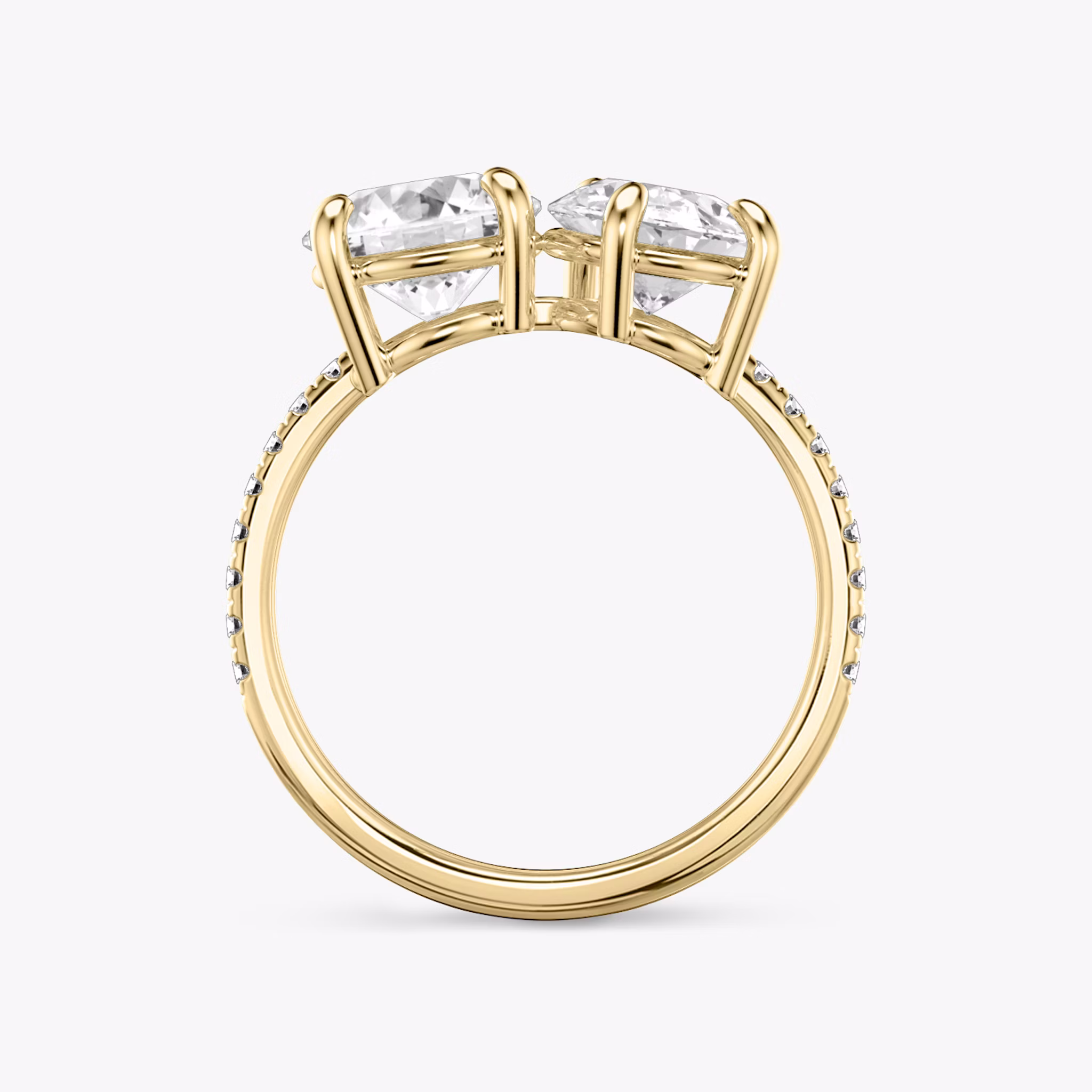 The Toi et Moi | Round Brilliant and Pear | 18k | Yellow Gold | bandAccent: Pavé | diamondOrientation: vertical | caratWeight: other