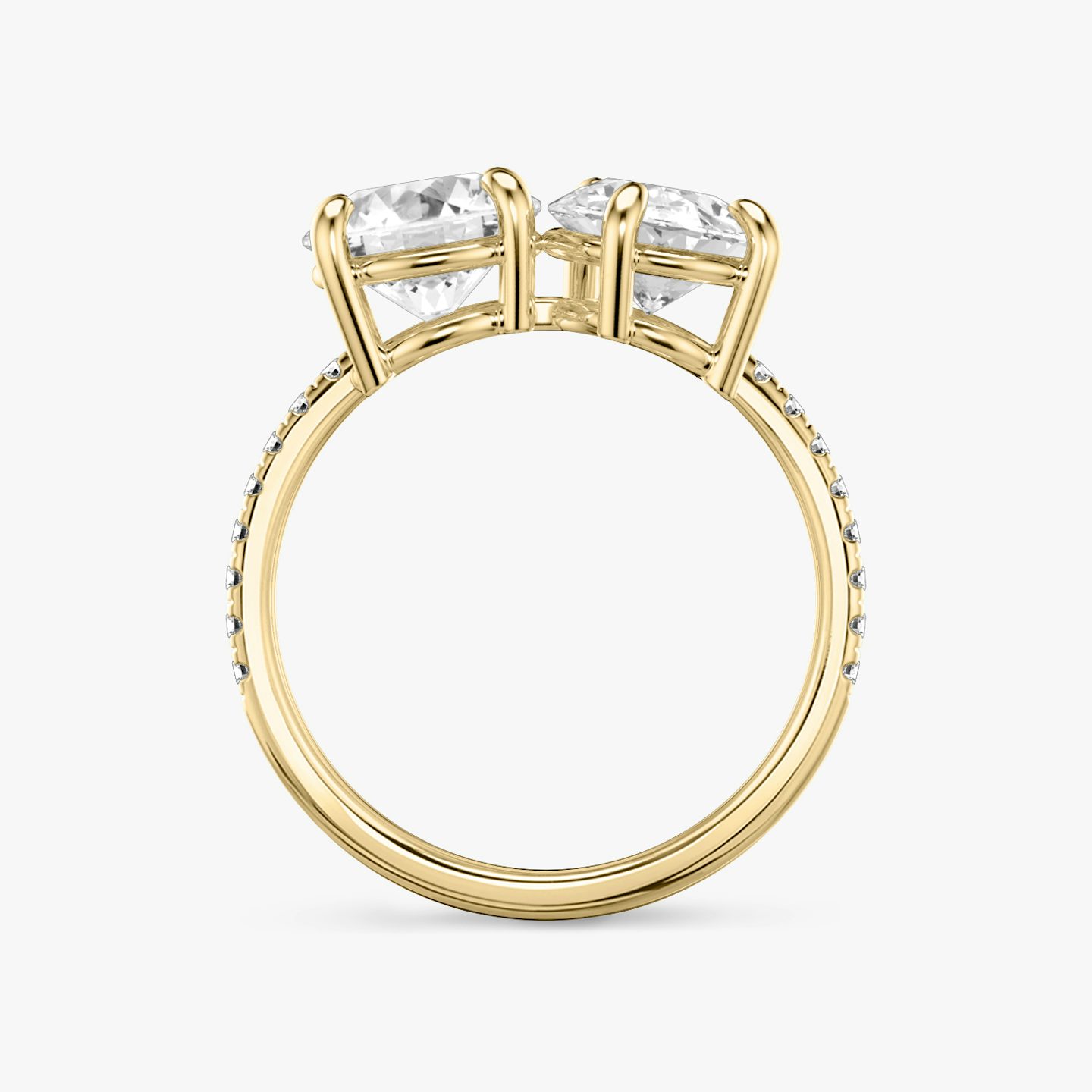 The Toi et Moi | Round Brilliant and Pear | 18k | Yellow Gold | bandAccent: Pavé | diamondOrientation: vertical | caratWeight: other