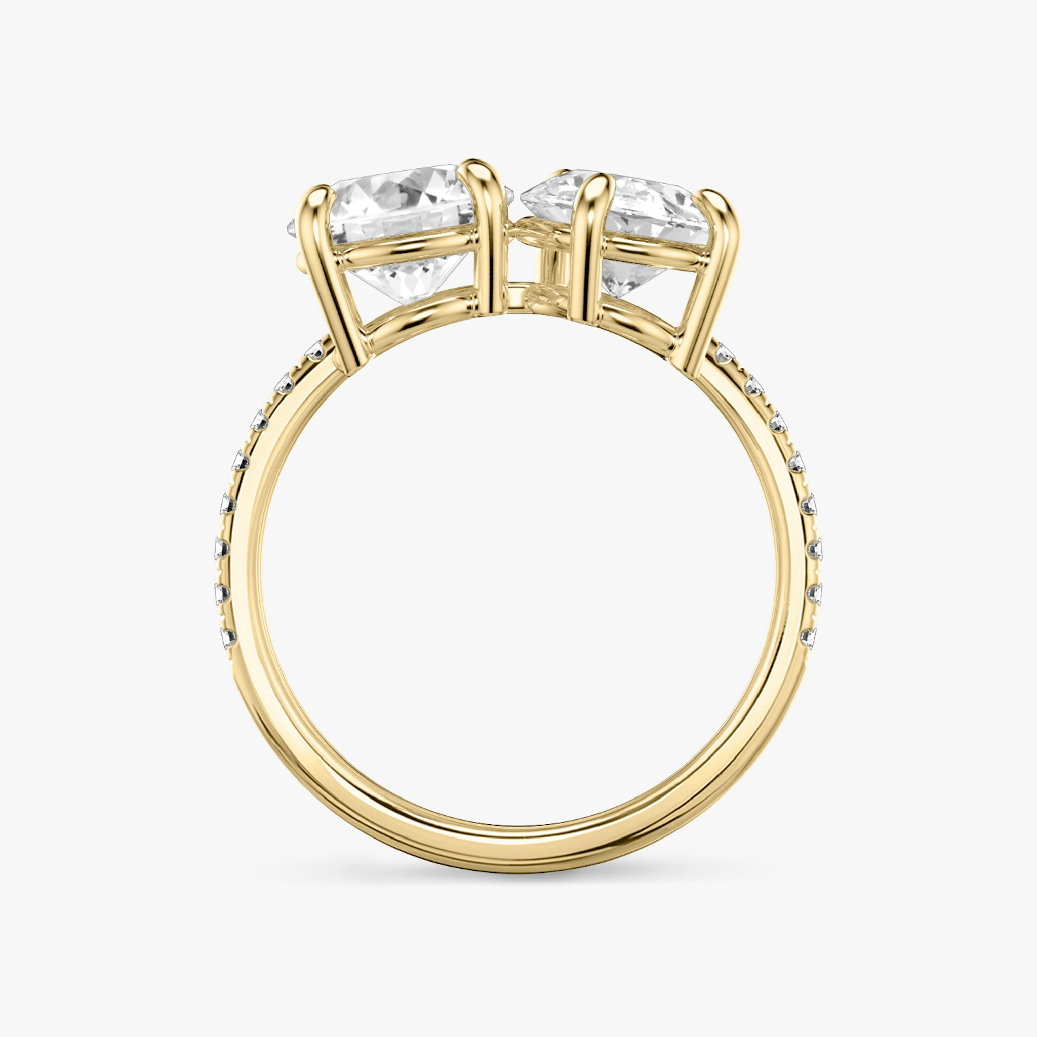 The Toi et Moi | Round Brilliant and Pear | 18k | Yellow Gold | bandAccent: Pavé | diamondOrientation: vertical | caratWeight: other