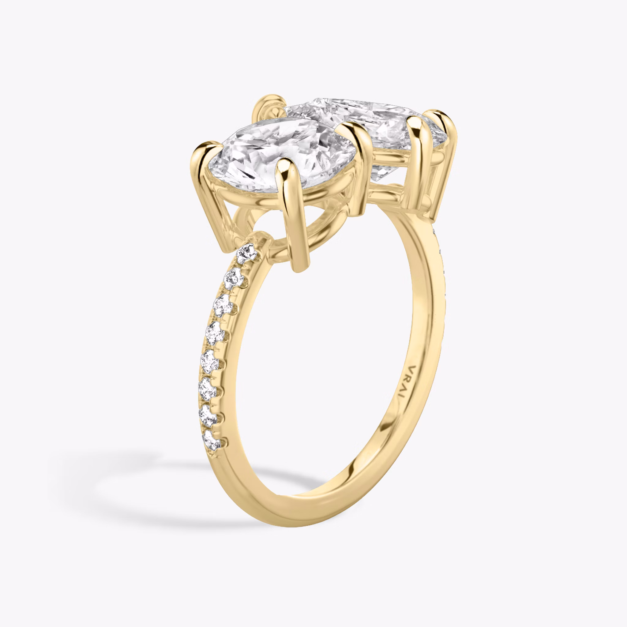 The Toi et Moi | Round Brilliant and Pear | 18k | Yellow Gold | bandAccent: Pavé | diamondOrientation: vertical | caratWeight: other
