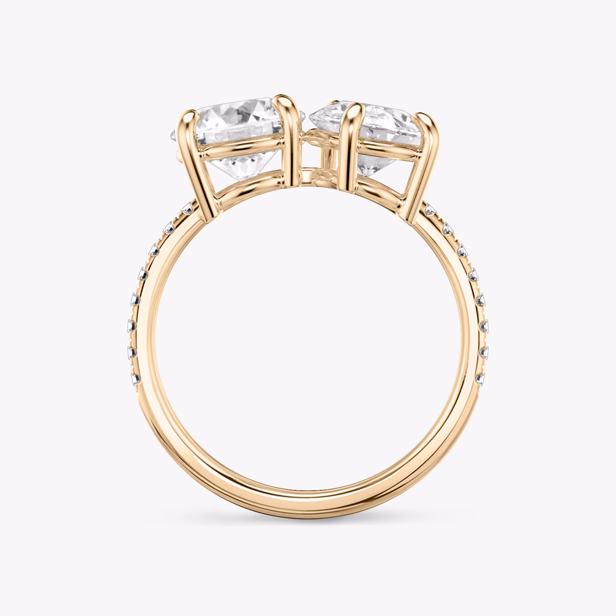 The Toi et Moi | Round Brilliant and Pear | 14k | Rose Gold | bandAccent: Pavé | diamondOrientation: vertical | caratWeight: other