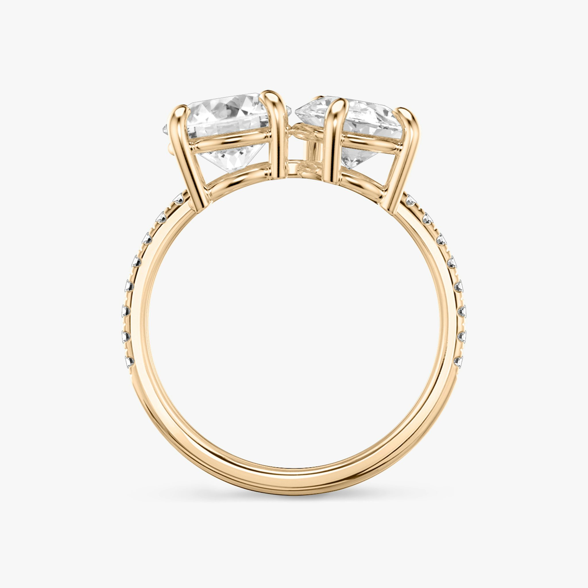 The Toi et Moi | Round Brilliant and Pear | 14k | Rose Gold | bandAccent: Pavé | diamondOrientation: vertical | caratWeight: other