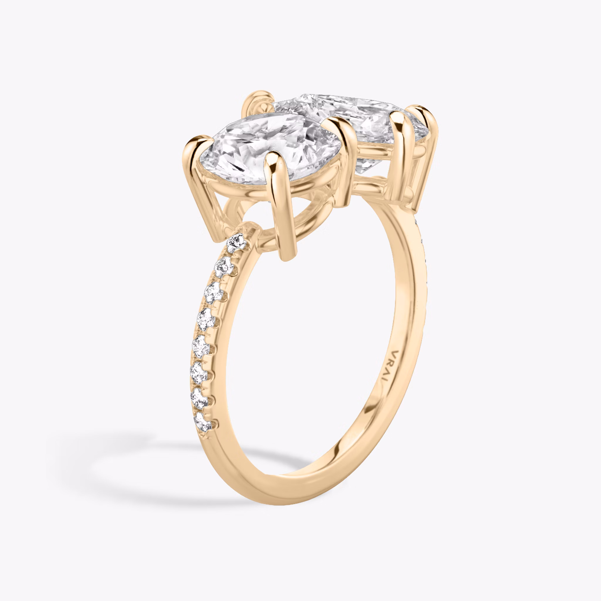 The Toi et Moi | Round Brilliant and Pear | 14k | Rose Gold | bandAccent: Pavé | diamondOrientation: vertical | caratWeight: other