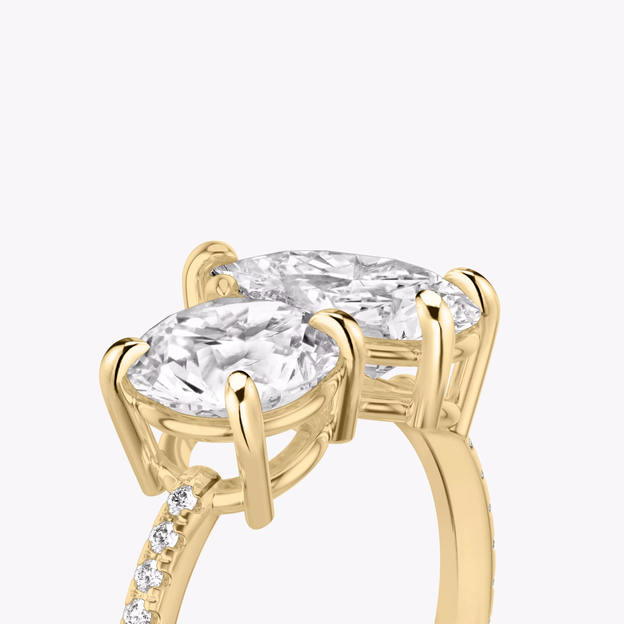 The Toi et Moi | Round Brilliant and Pear | 18k | Yellow Gold | bandAccent: Pavé | diamondOrientation: vertical | caratWeight: other