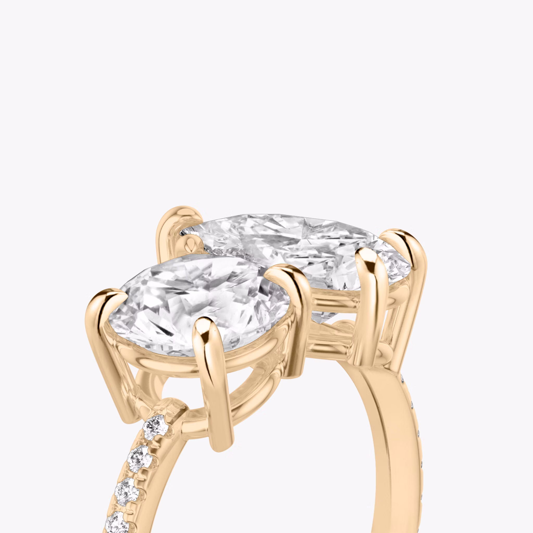 The Toi et Moi | Round Brilliant and Pear | 14k | Rose Gold | bandAccent: Pavé | diamondOrientation: vertical | caratWeight: other