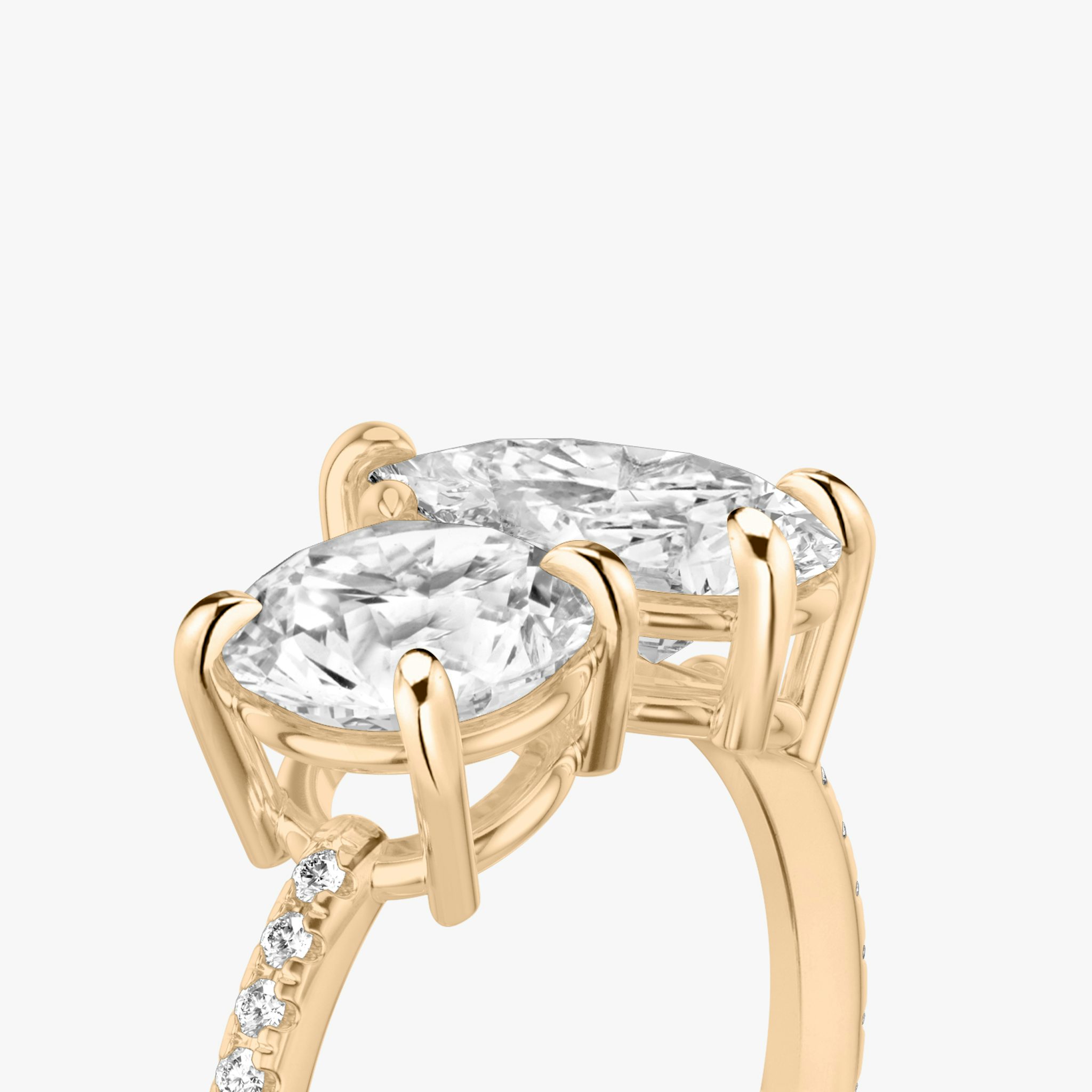 The Toi et Moi | Round Brilliant and Pear | 14k | Rose Gold | bandAccent: Pavé | diamondOrientation: vertical | caratWeight: other