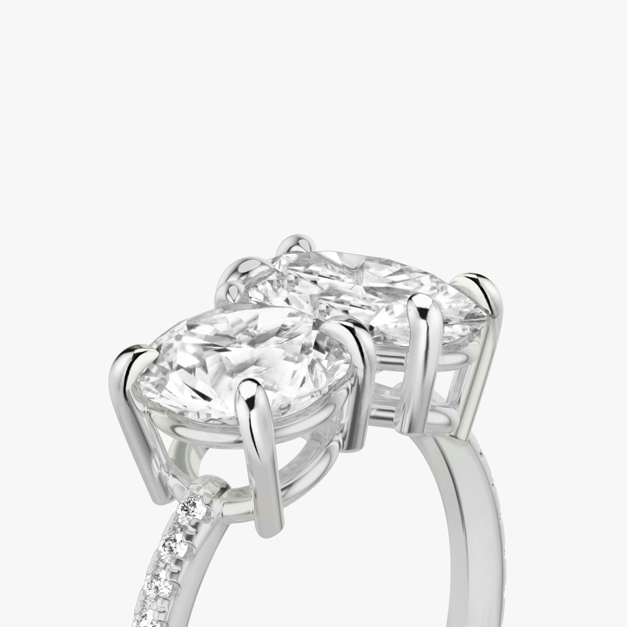 The Toi et Moi | Round Brilliant and Oval | Platinum | bandAccent: Pavé | diamondOrientation: vertical | caratWeight: other