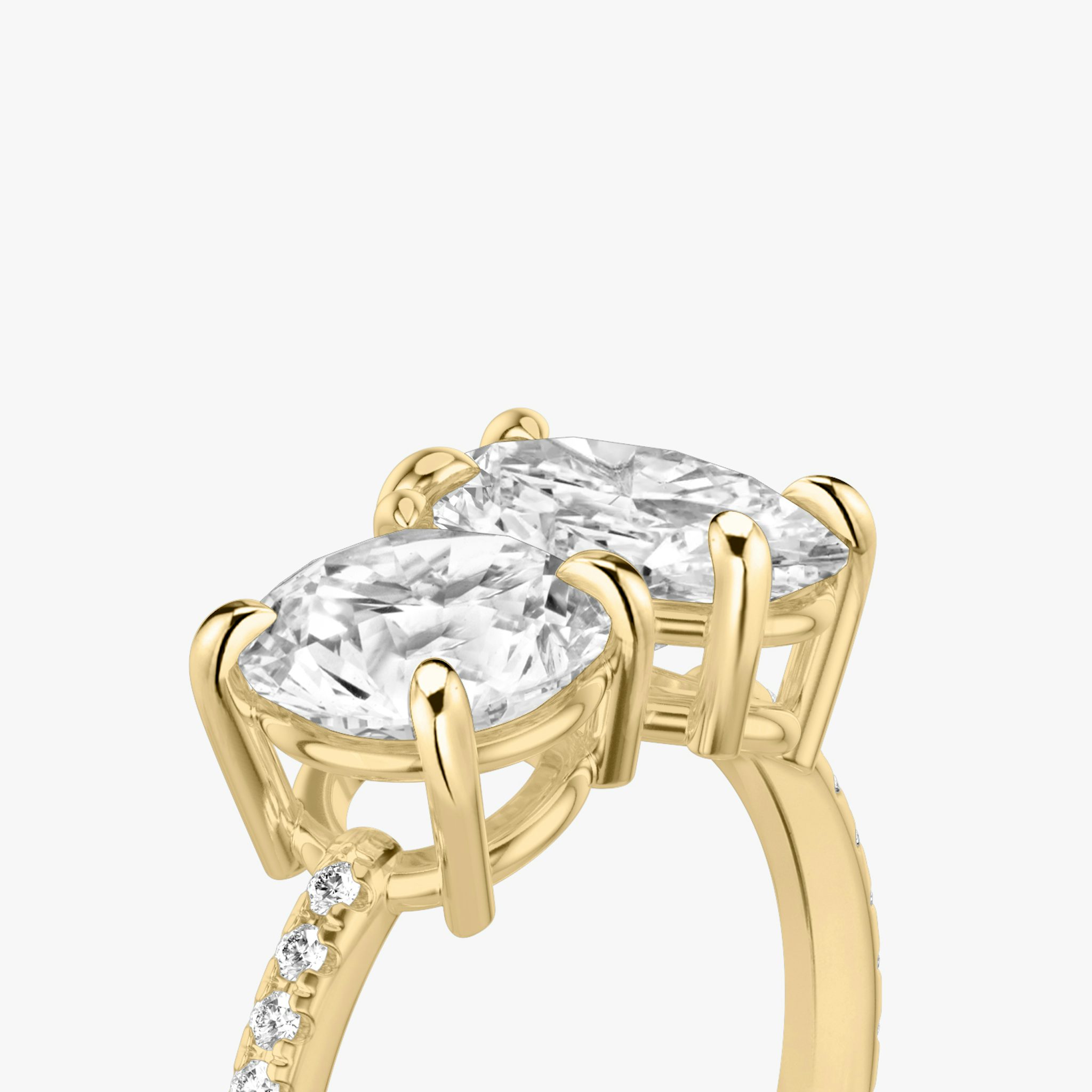 The Toi et Moi | Round Brilliant and Oval | 18k | Yellow Gold | bandAccent: Pavé | diamondOrientation: vertical | caratWeight: other