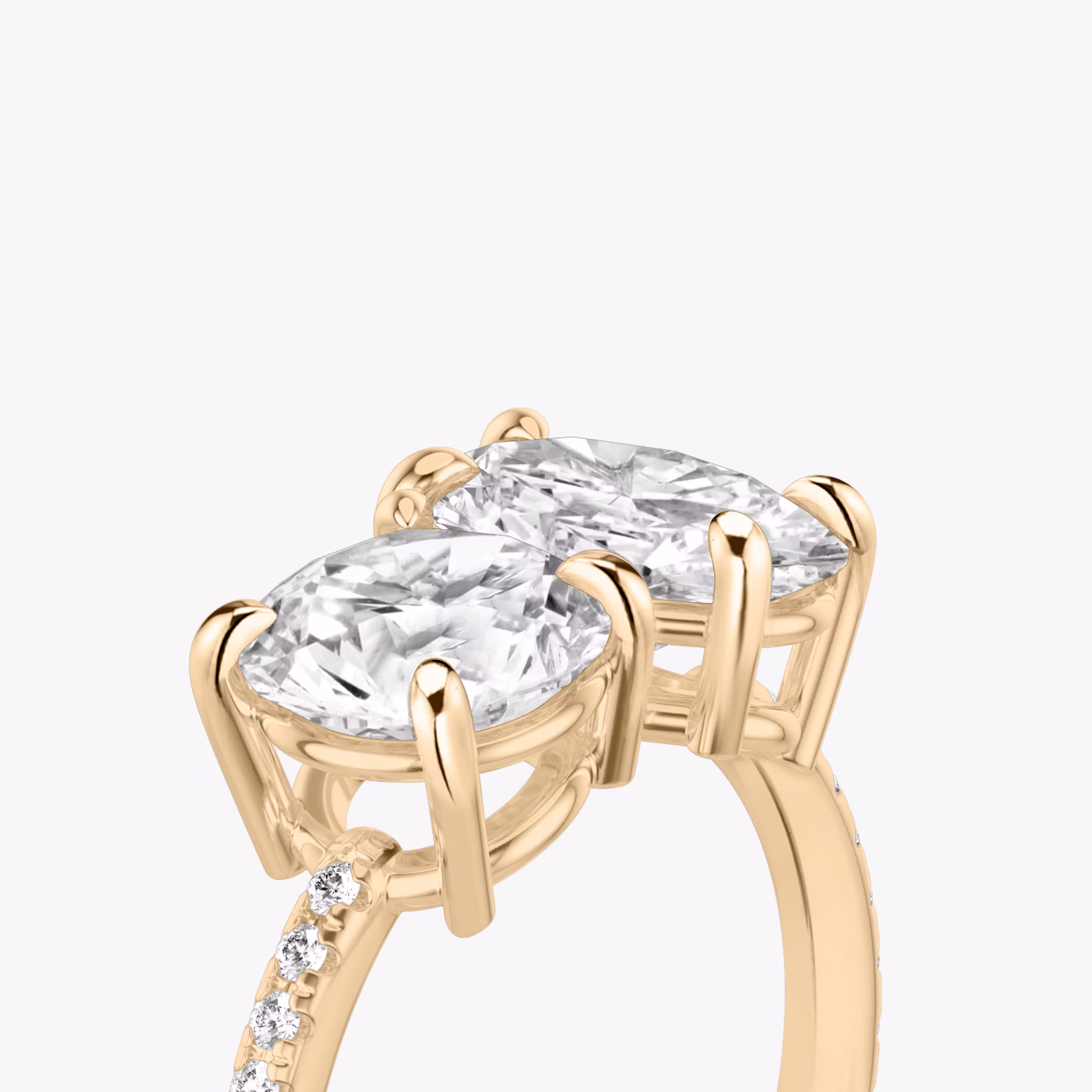 The Toi et Moi | Round Brilliant and Oval | 14k | Rose Gold | bandAccent: Pavé | diamondOrientation: vertical | caratWeight: other
