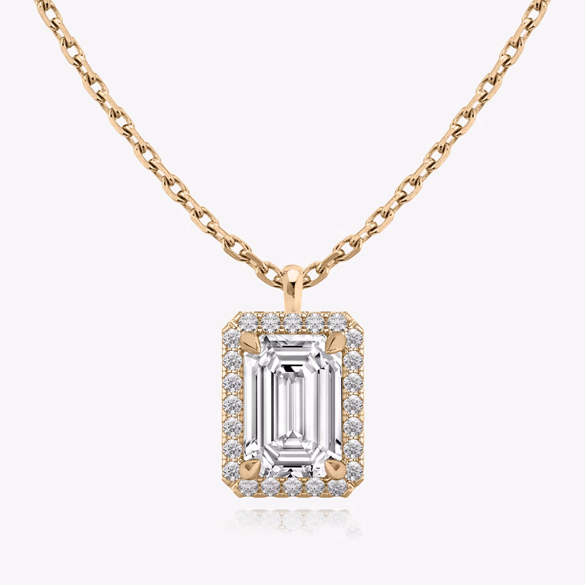 Halo Pendant | Emerald | 14k | Rose Gold | caratWeight: 0.50ct