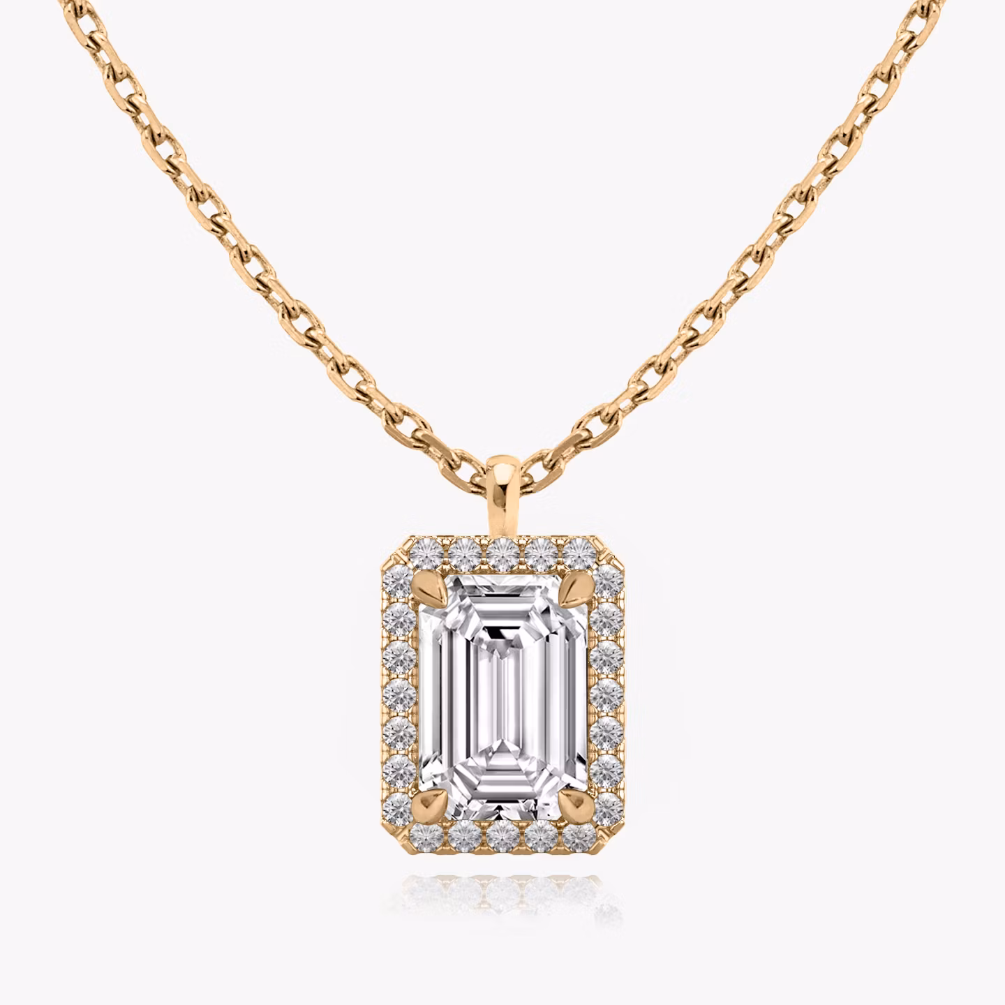 Halo Pendant Emerald | Rose Gold