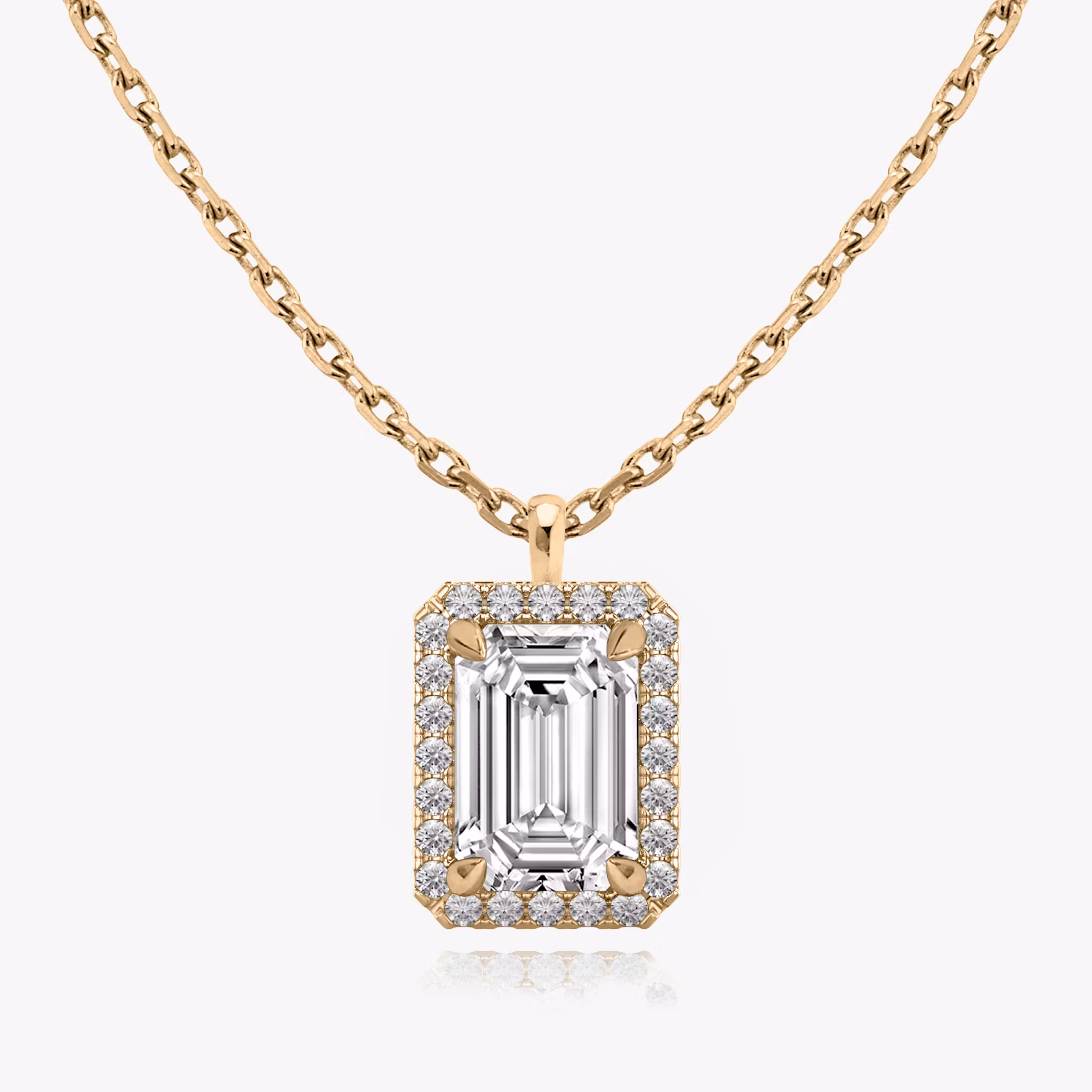 Halo Pendant Emerald | Rose Gold