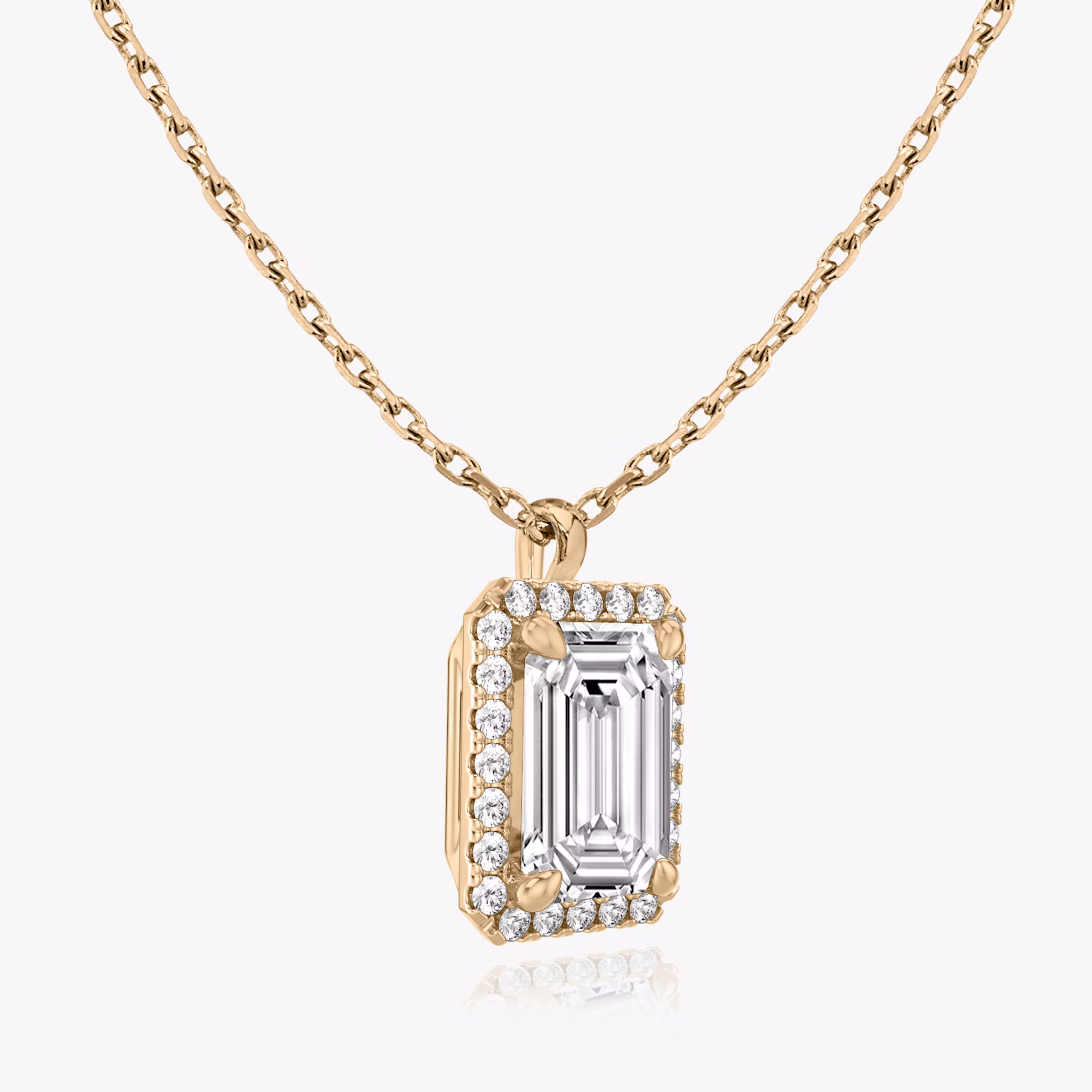 Halo Pendant | Emerald | 14k | Rose Gold | caratWeight: 0.50ct