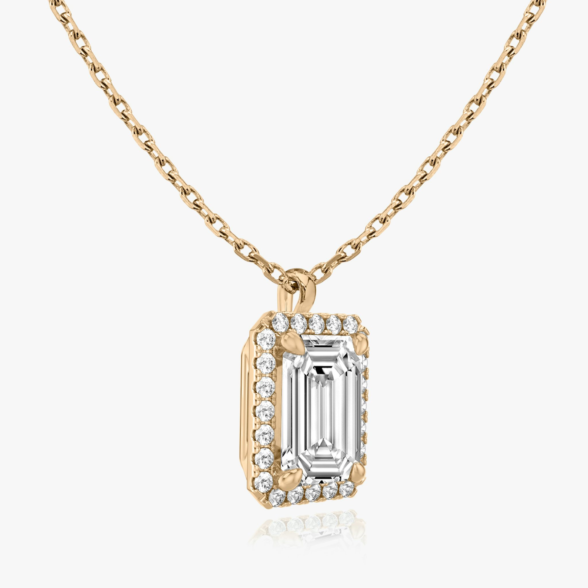 Halo Pendant | Emerald | 14k | Rose Gold | caratWeight: 0.50ct
