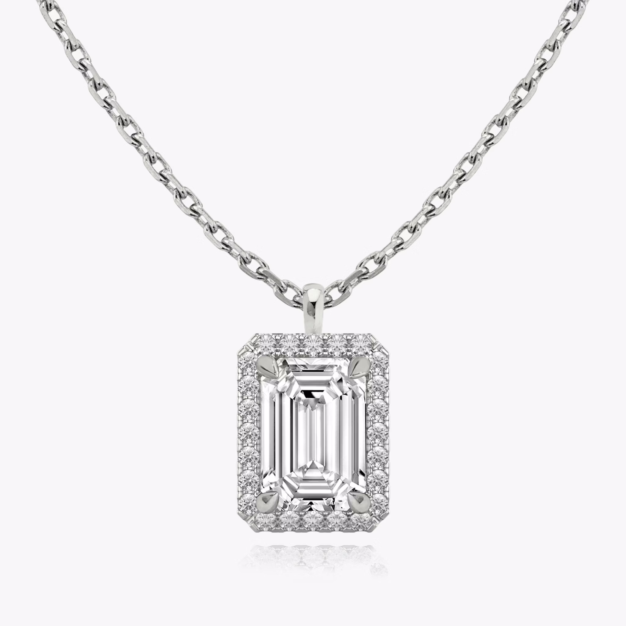 Halo Pendant | Emerald | 14k | White Gold | caratWeight: 0.75ct