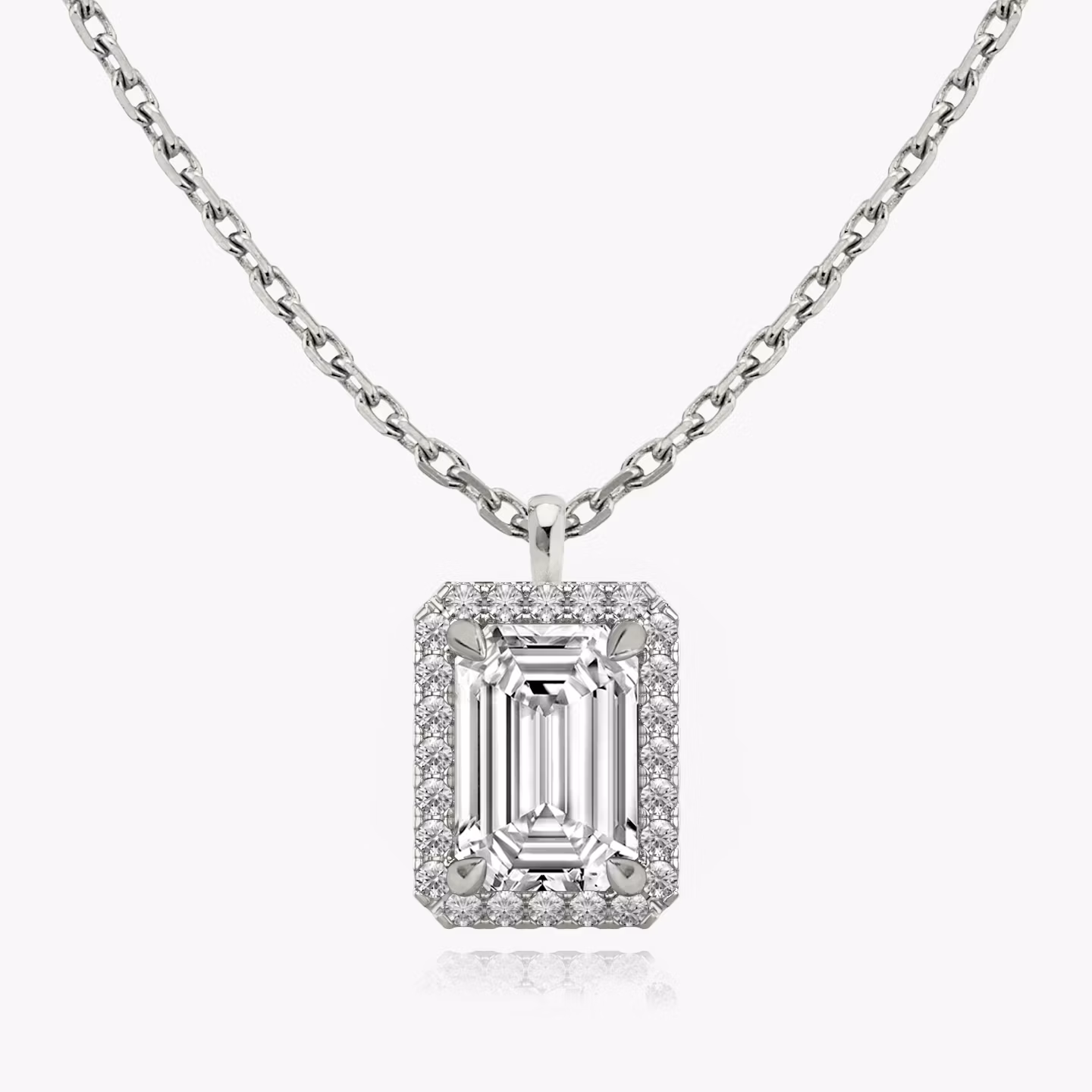 Halo Pendant Emerald | White Gold